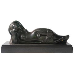 Alfredo Ceschiatti Reclining Nude Marble Sculpture