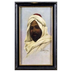 Alfredo Florez Gonzalez Antique Oil Painting "Portrait of Middle Eastern Man"