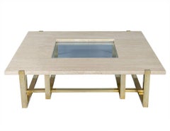 Alfredo Freda pour Maison Jansen:: table à cocktail en travertin