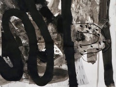 "Composition II, " Mixed Media on Paper - Black and White Collage Painting