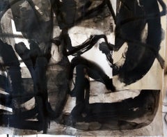"Composición III, " Técnica mixta sobre papel - Pintura collage en blanco y negro
