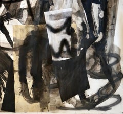 "Composizione IV", Tecnica mista su carta - Pittura collage in bianco e nero