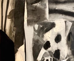 "Interior, " Mixed Media on Canvas - Black and White painting