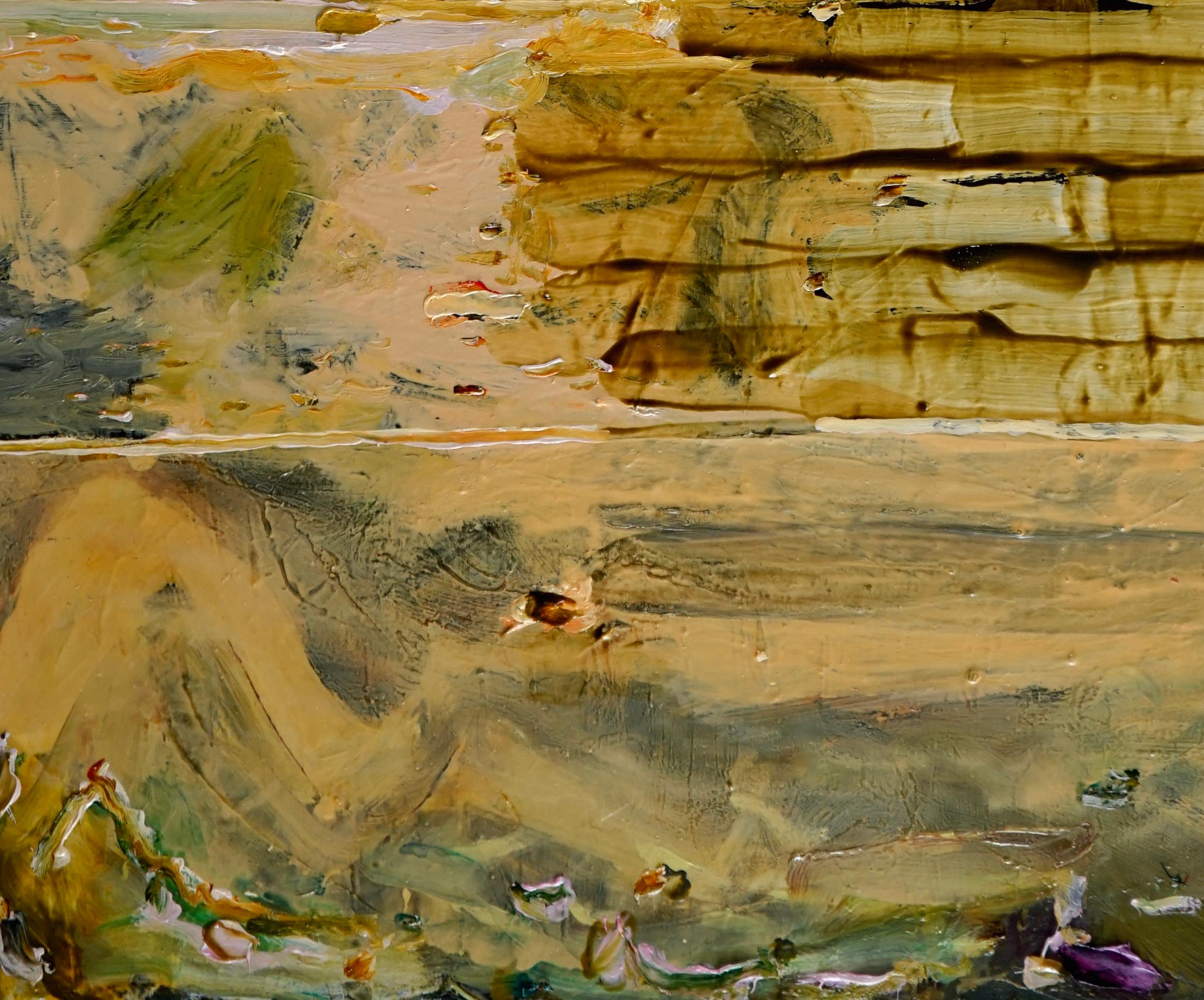 « Paysage principal - Haute Tide », huile sur toile - peinture abstraite - Marron Abstract Painting par Alfredo Gisholt
