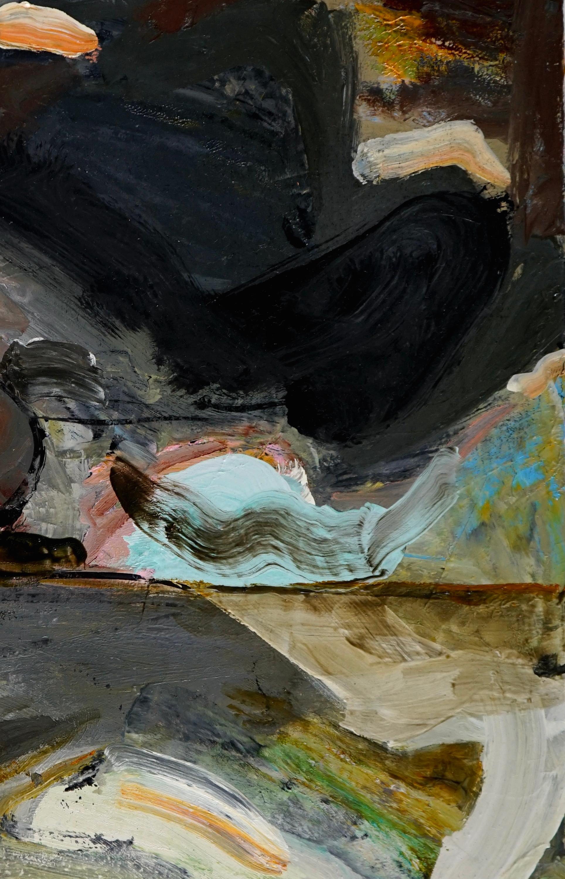 « Main Landscape - Storm II », huile sur toile - peinture abstraite - Noir Abstract Painting par Alfredo Gisholt