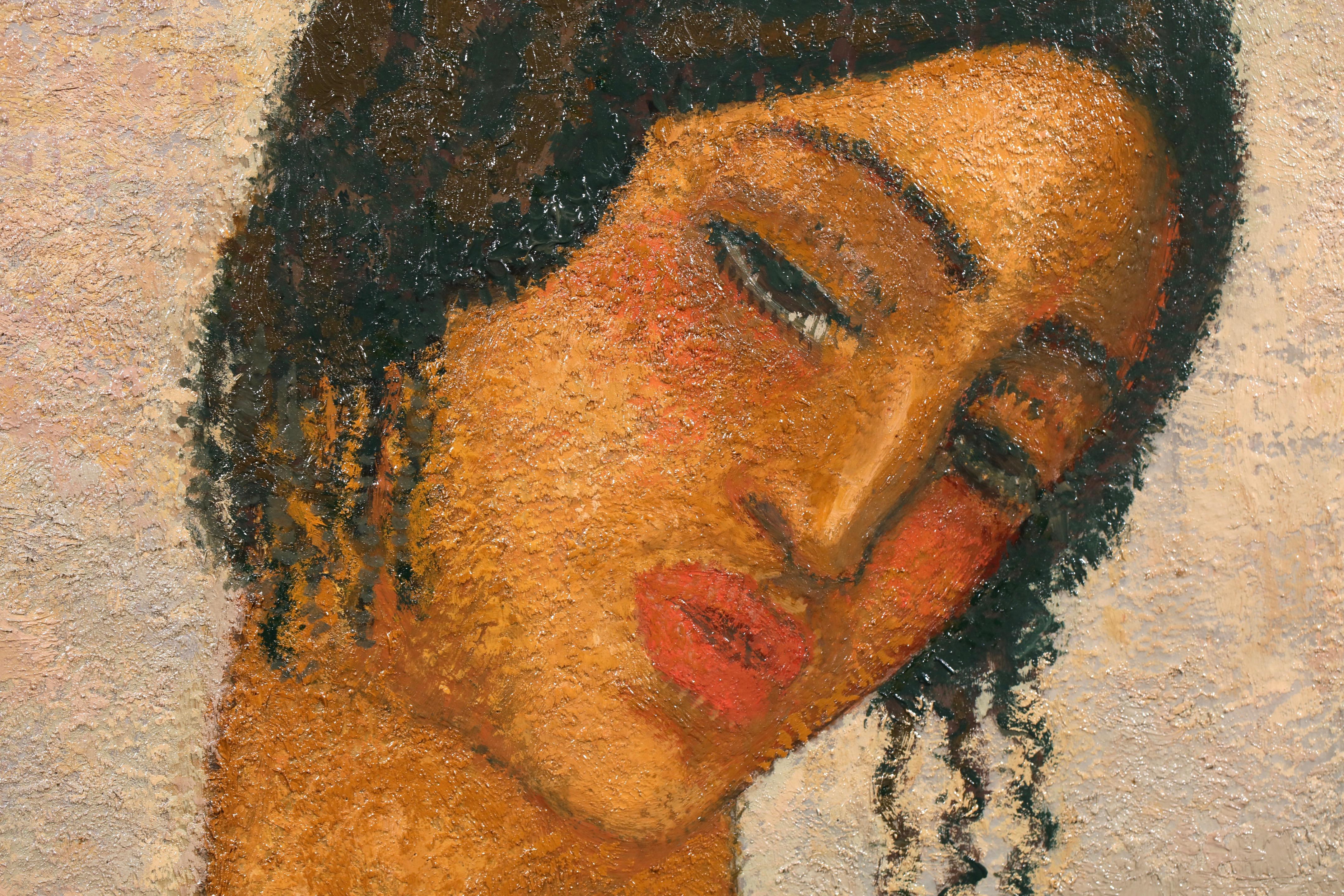 Portrait de Femme - Modernist Portrait Oil Painting by Alfredo Guttero en vente 11