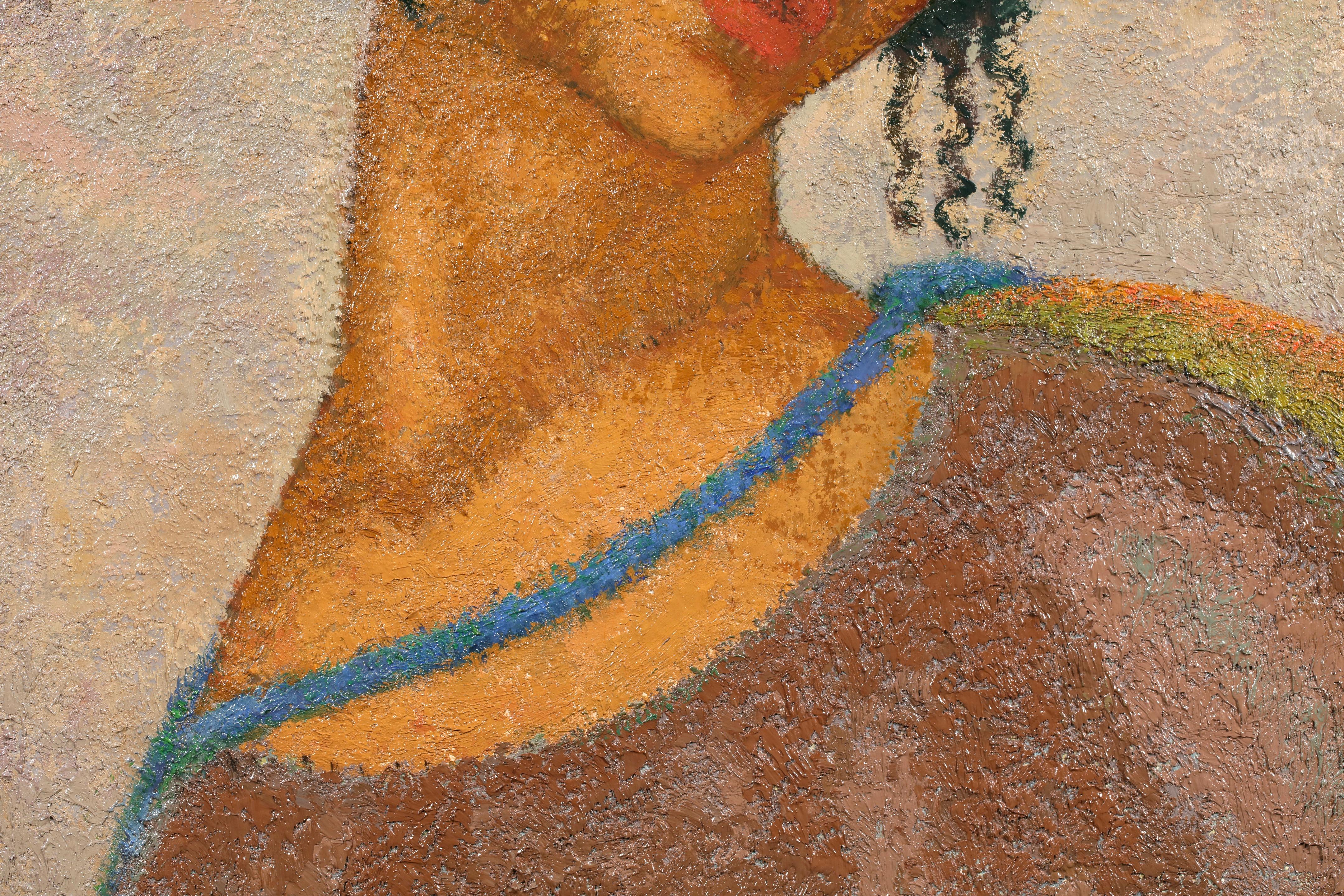 Portrait de Femme - Modernist Portrait Oil Painting by Alfredo Guttero en vente 2