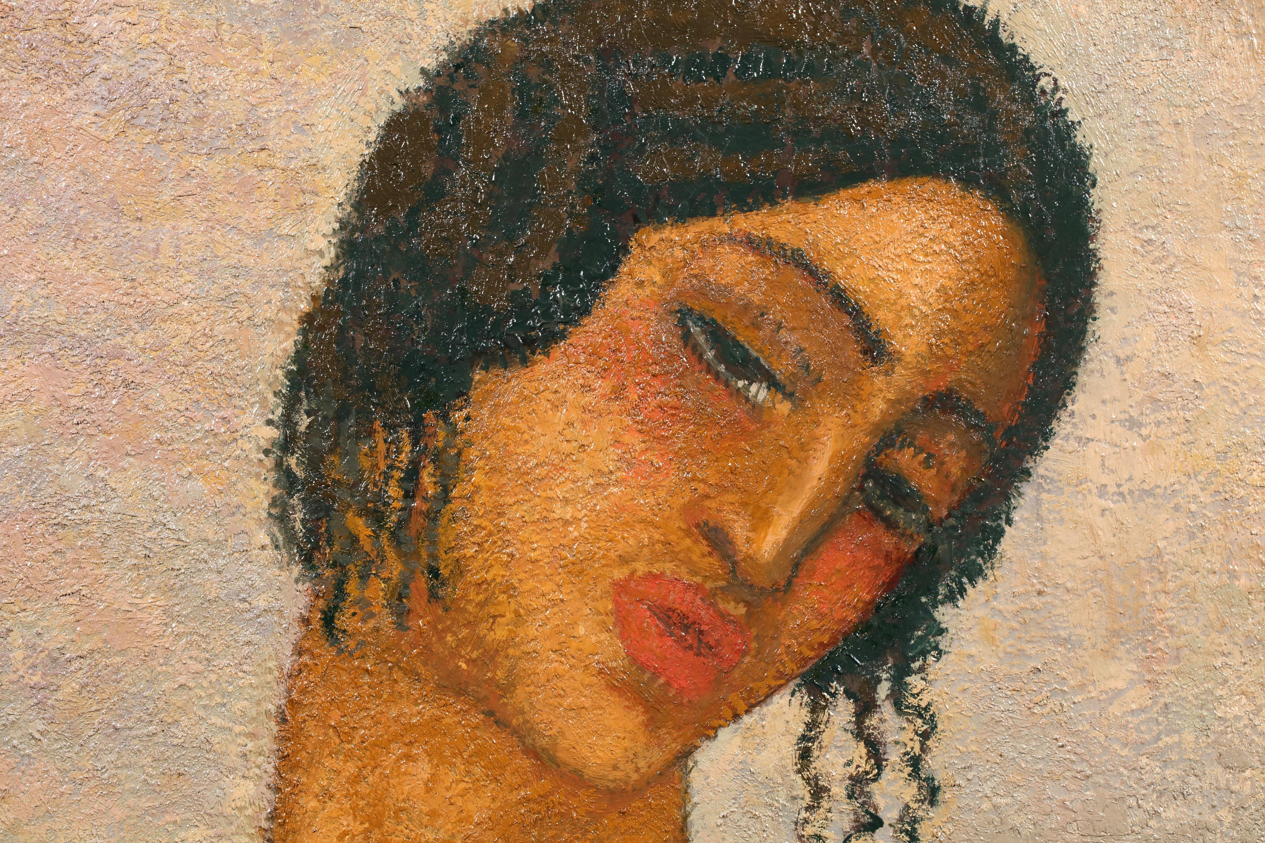 Portrait de Femme - Modernist Portrait Oil Painting by Alfredo Guttero en vente 7