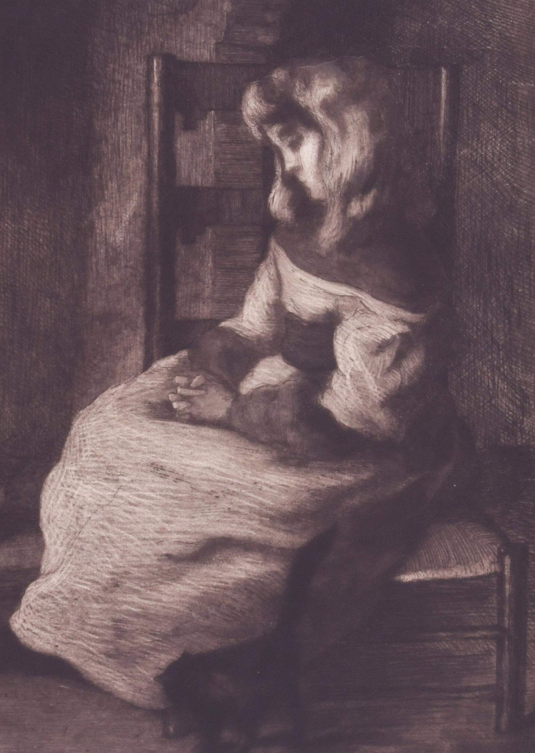 L'Angellus - Black Figurative Print by Alfredo Müller