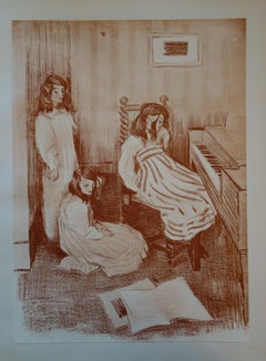Piano Lesson : The Three Sisters - Original Lithograph
