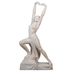 Alfredo Morelli - Egyptian Dancer, 92 Cm Sculpture In White Carrara Marble, Art 