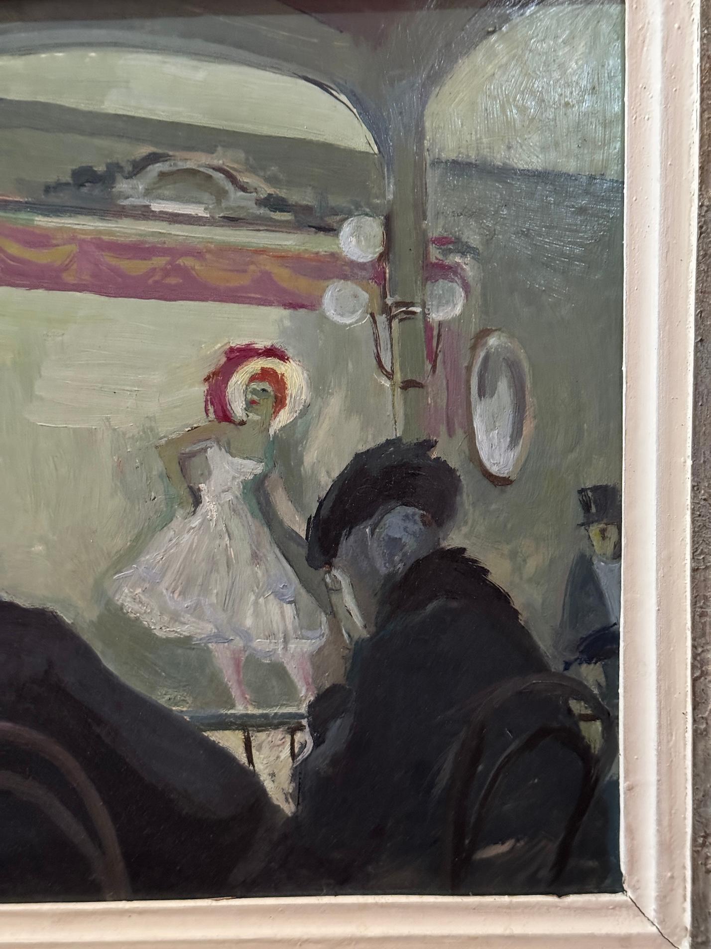 20e siècle Scène de café espagnol avec danse  Figures boignant dans un bar - Post-impressionnisme Painting par Alfredo Opisso