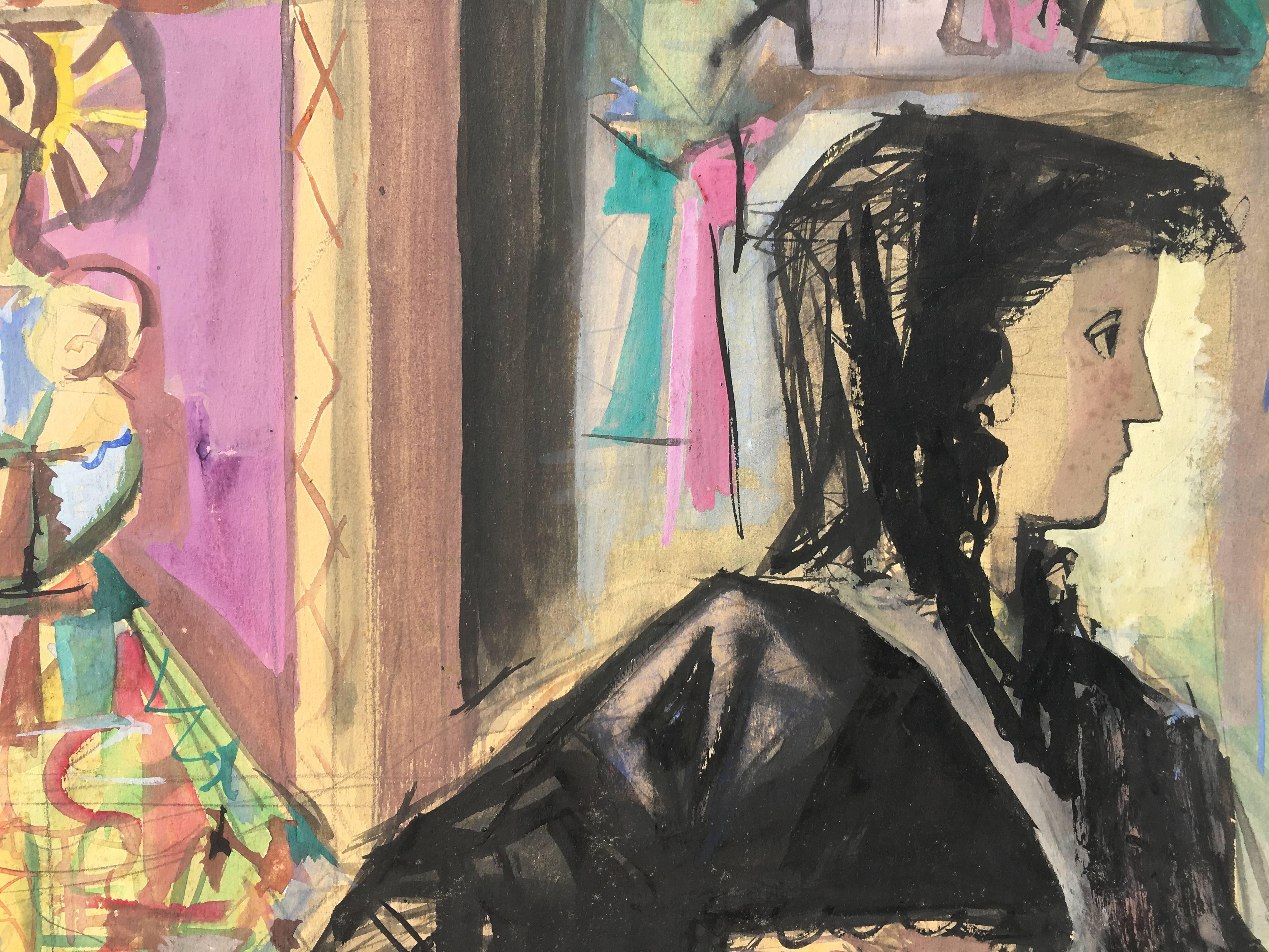 OPISSO  PROCESSION.VIRGIN Original Gouache-Gemälde – Painting von Alfredo Opisso
