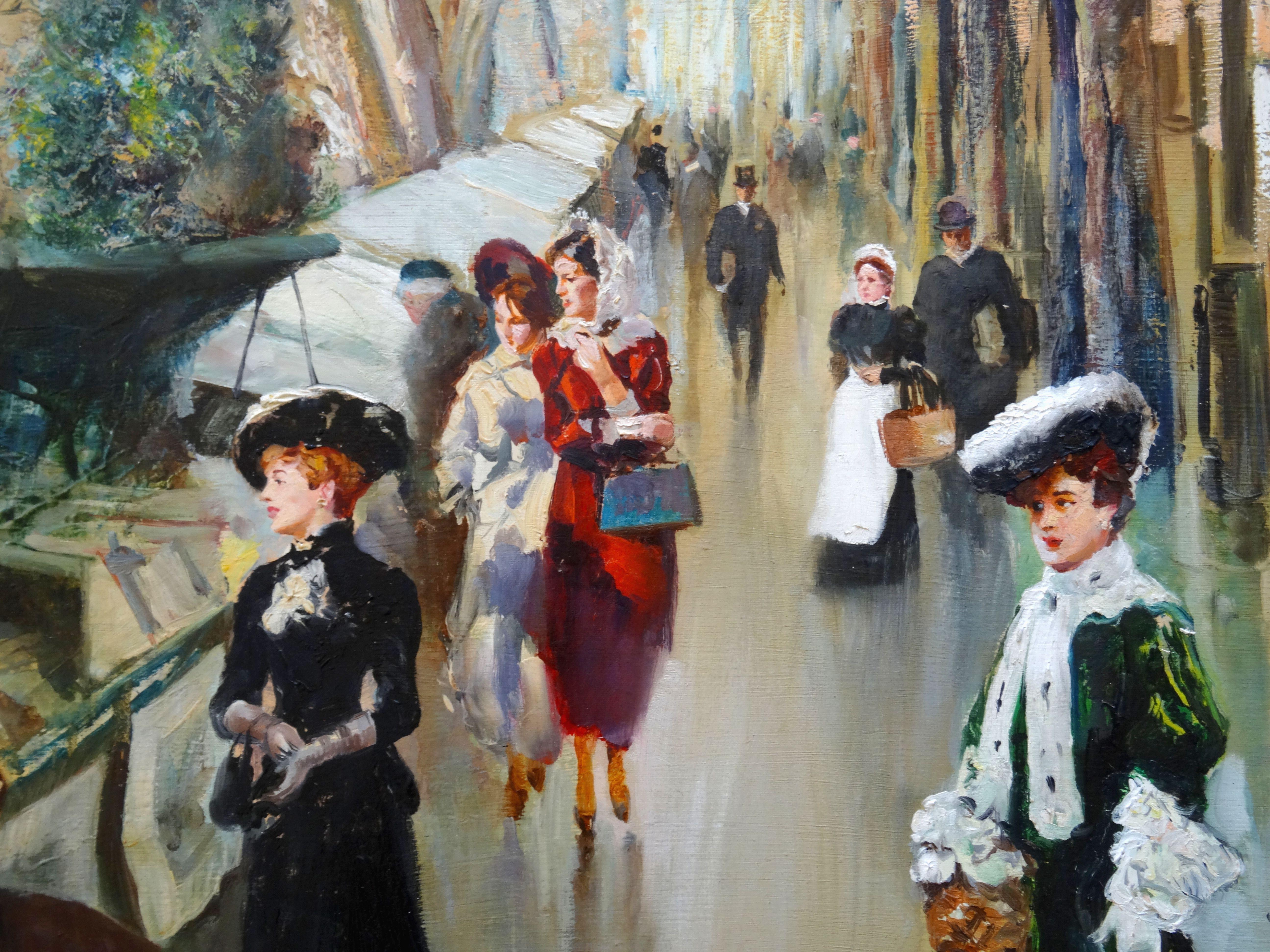 Buchhändler. Öl auf Leinwand, 88x115 cm im Angebot 3