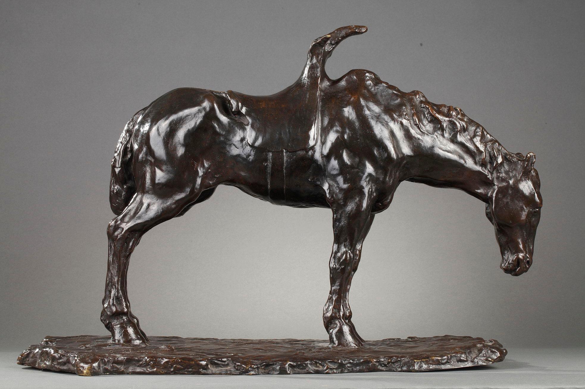 Cavallo sellato - Figurative Sculpture Oro di Alfredo Pina