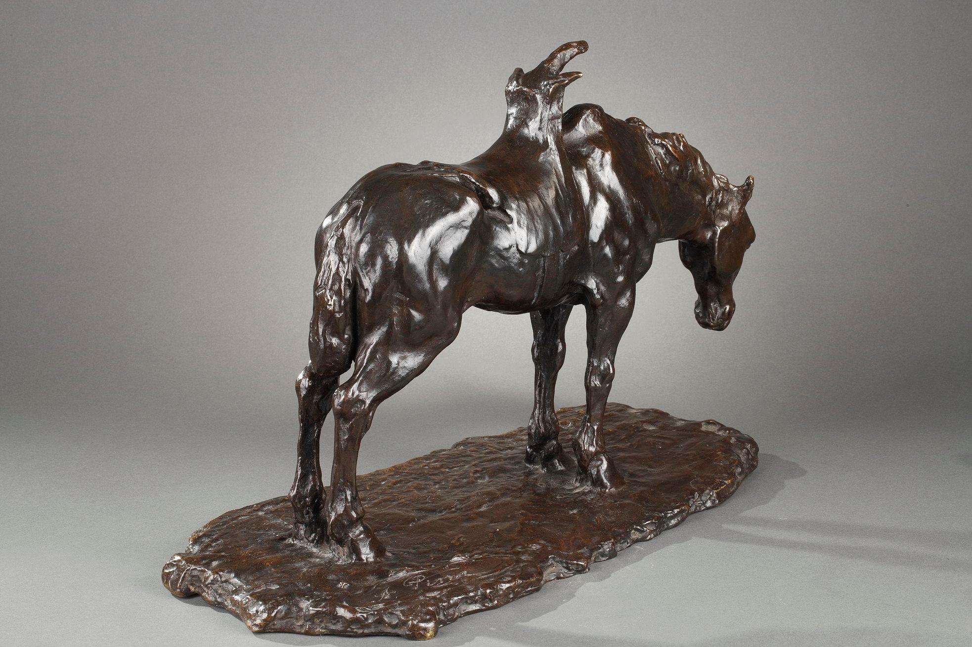Cavallo sellato
di Alfred PINA (1887-1966)
 
Bronzo con patina marrone scuro

Francia
Prima metà del XX secolo
altezza 31 cm
lunghezza 50 cm
profondità 23 cm

Biografia :
Alfred Pina (1887-1966) è stato uno scultore francese di origine italiana. Nel