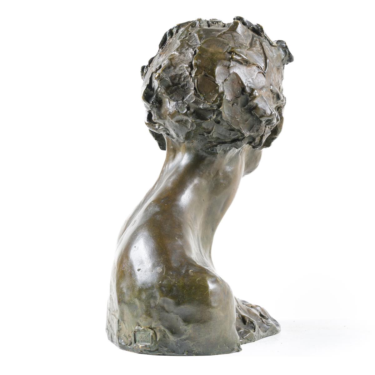 Young Faun – Bronze Bust by Alfredo Pina (1883–1966), Cast by Arthur Goldscheide For Sale 1