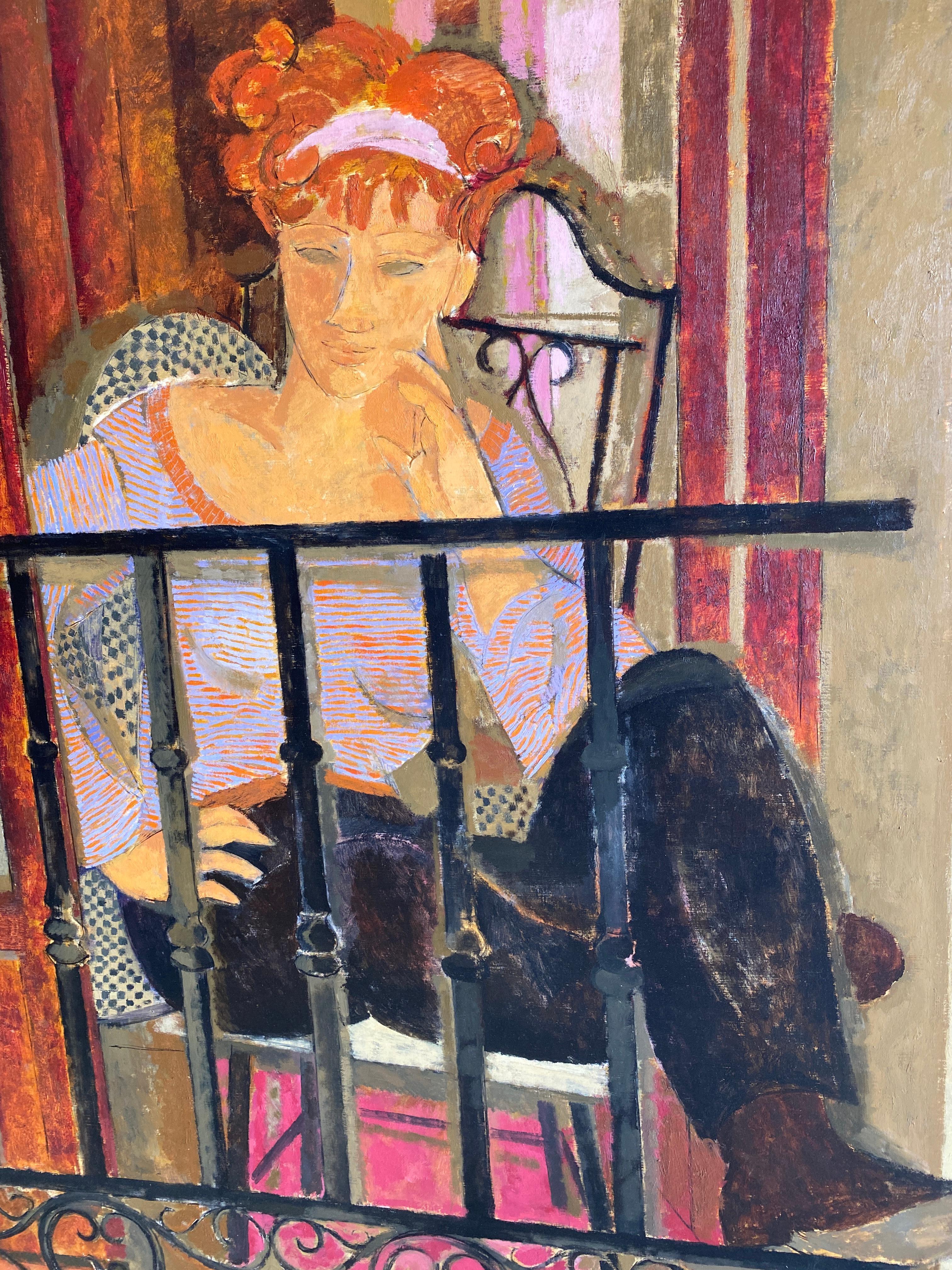 Paar auf dem Balkon. Großformatiges Porträt einer jungen Frau und eines Mannes. im Angebot 3