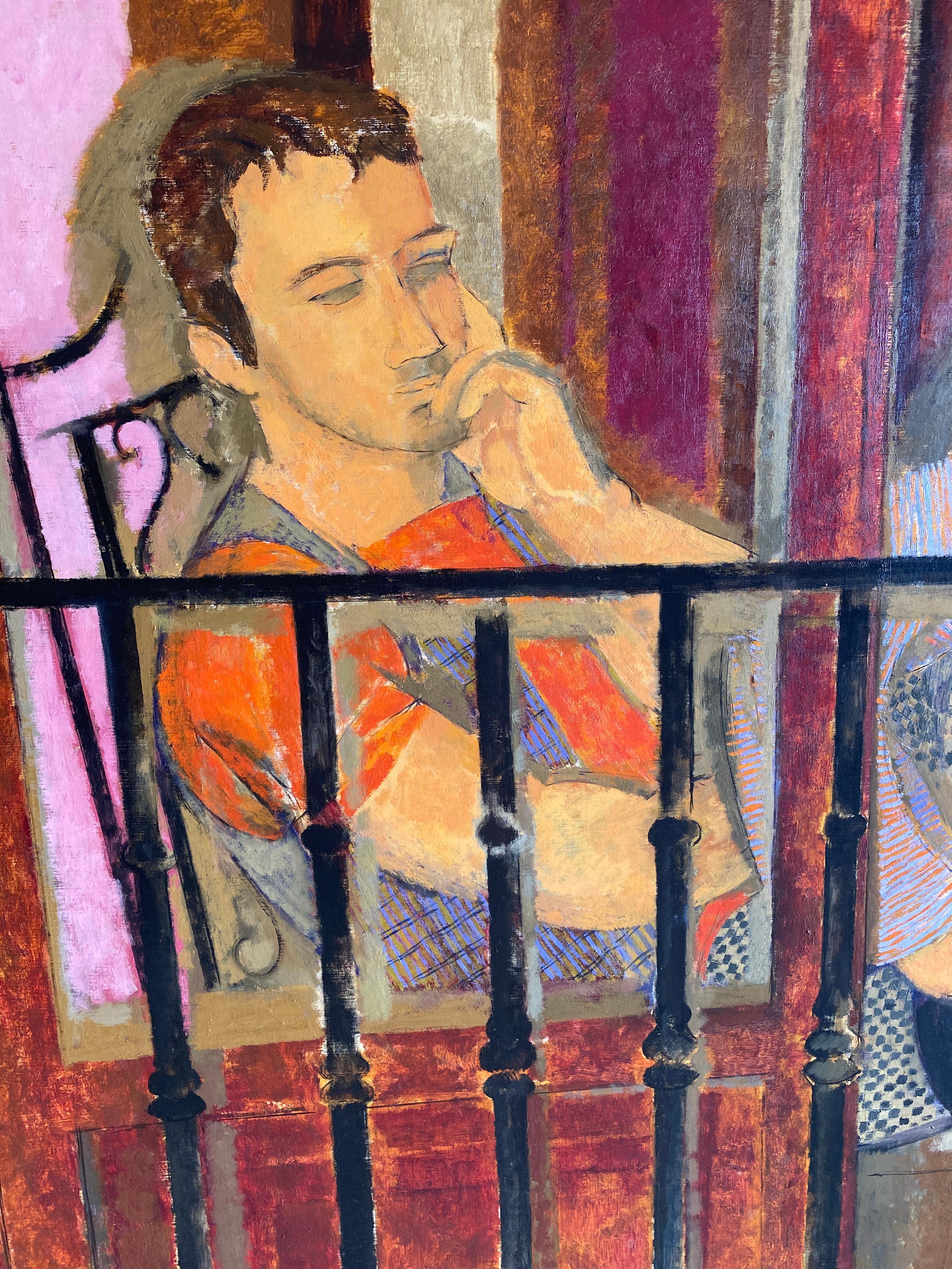 Paar auf dem Balkon. Großformatiges Porträt einer jungen Frau und eines Mannes. im Angebot 4