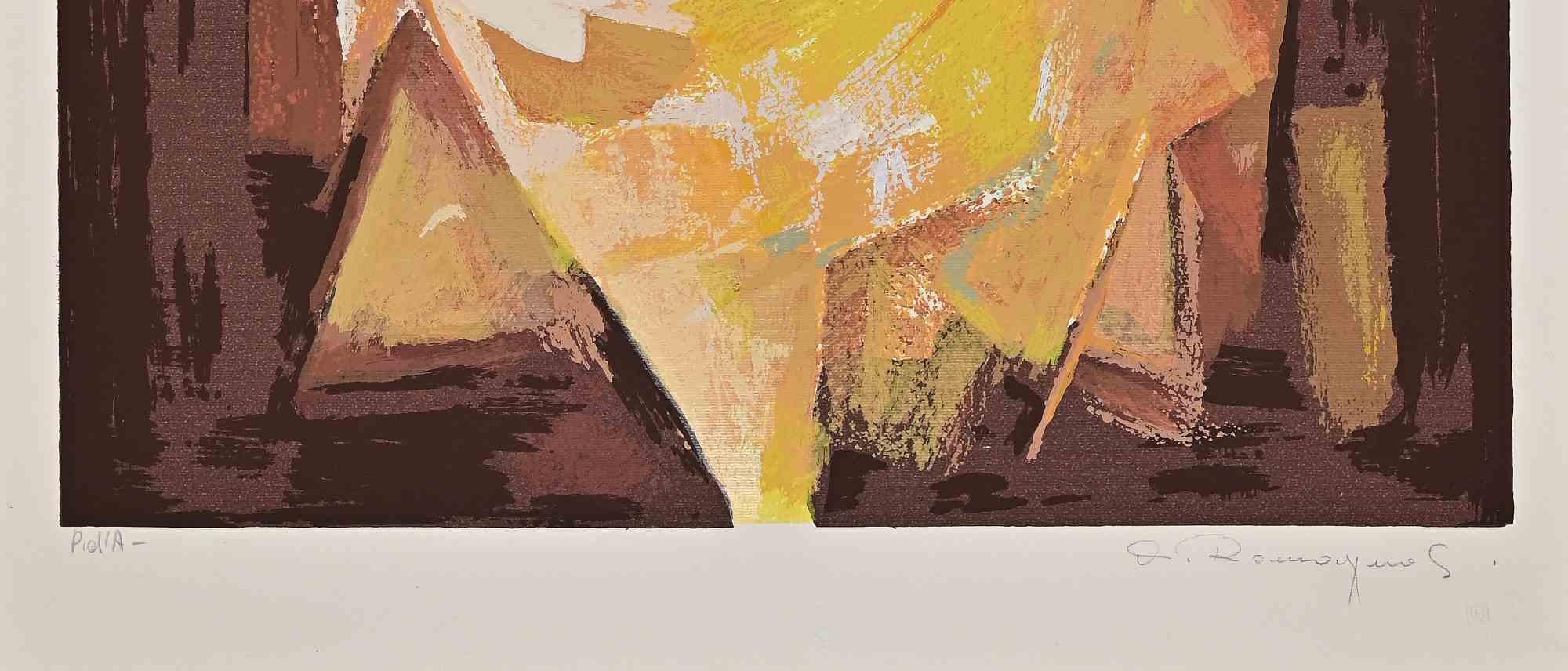 Mère et enfant - Lithographie d'Alfredo Romagnoli - 1970 1