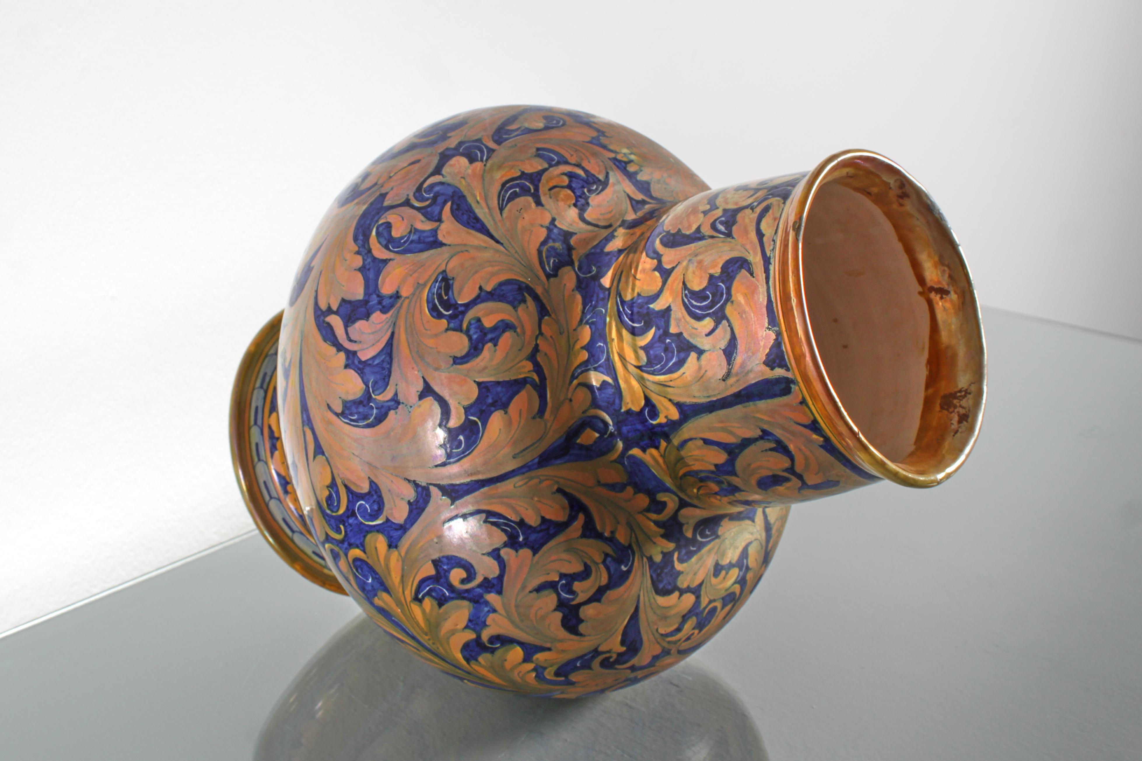 Keramikvase Maiolica von Alfredo Santarelli, handglasiert, Italien 1920er Jahre im Angebot 6