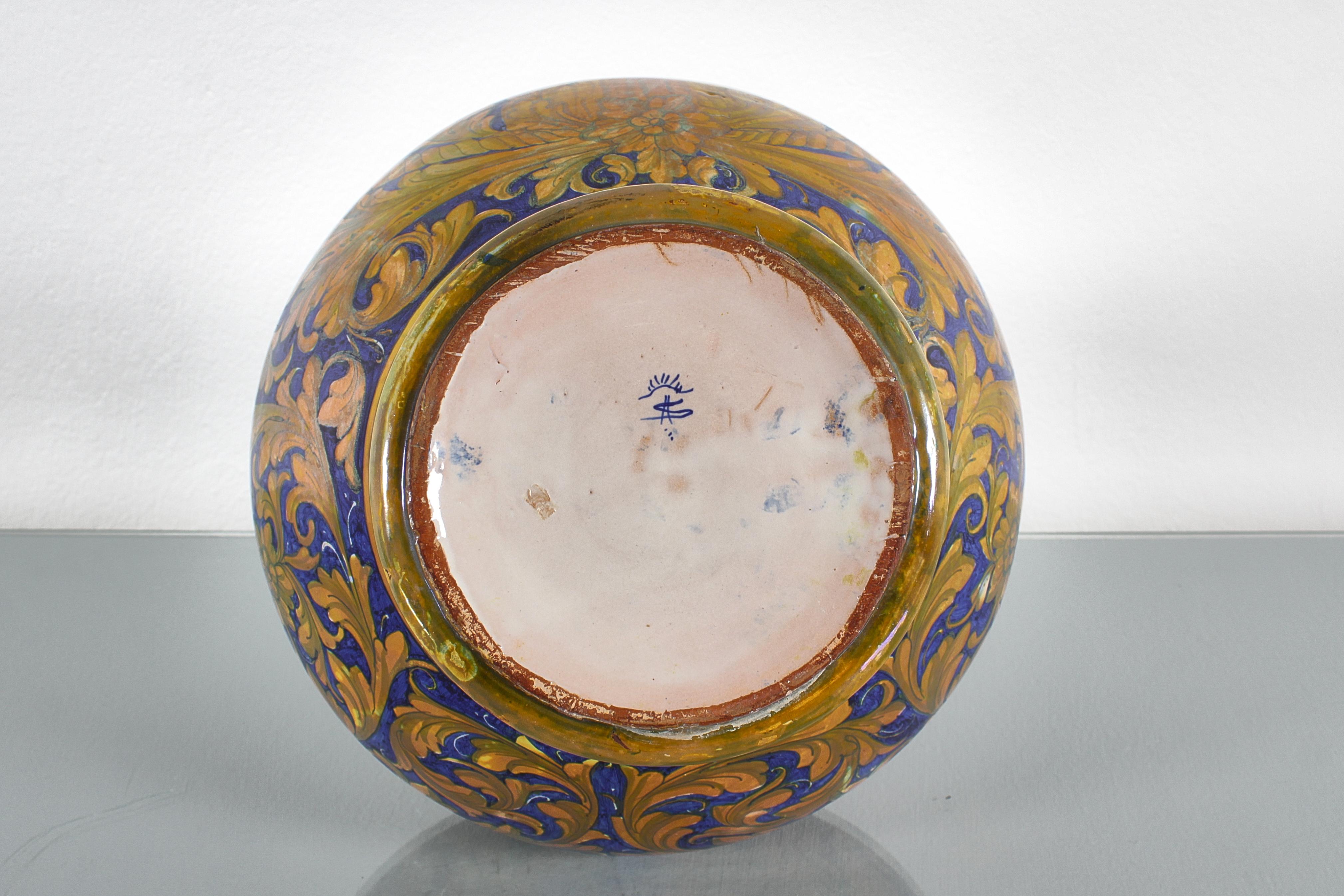 Keramikvase Maiolica von Alfredo Santarelli, handglasiert, Italien 1920er Jahre im Angebot 7