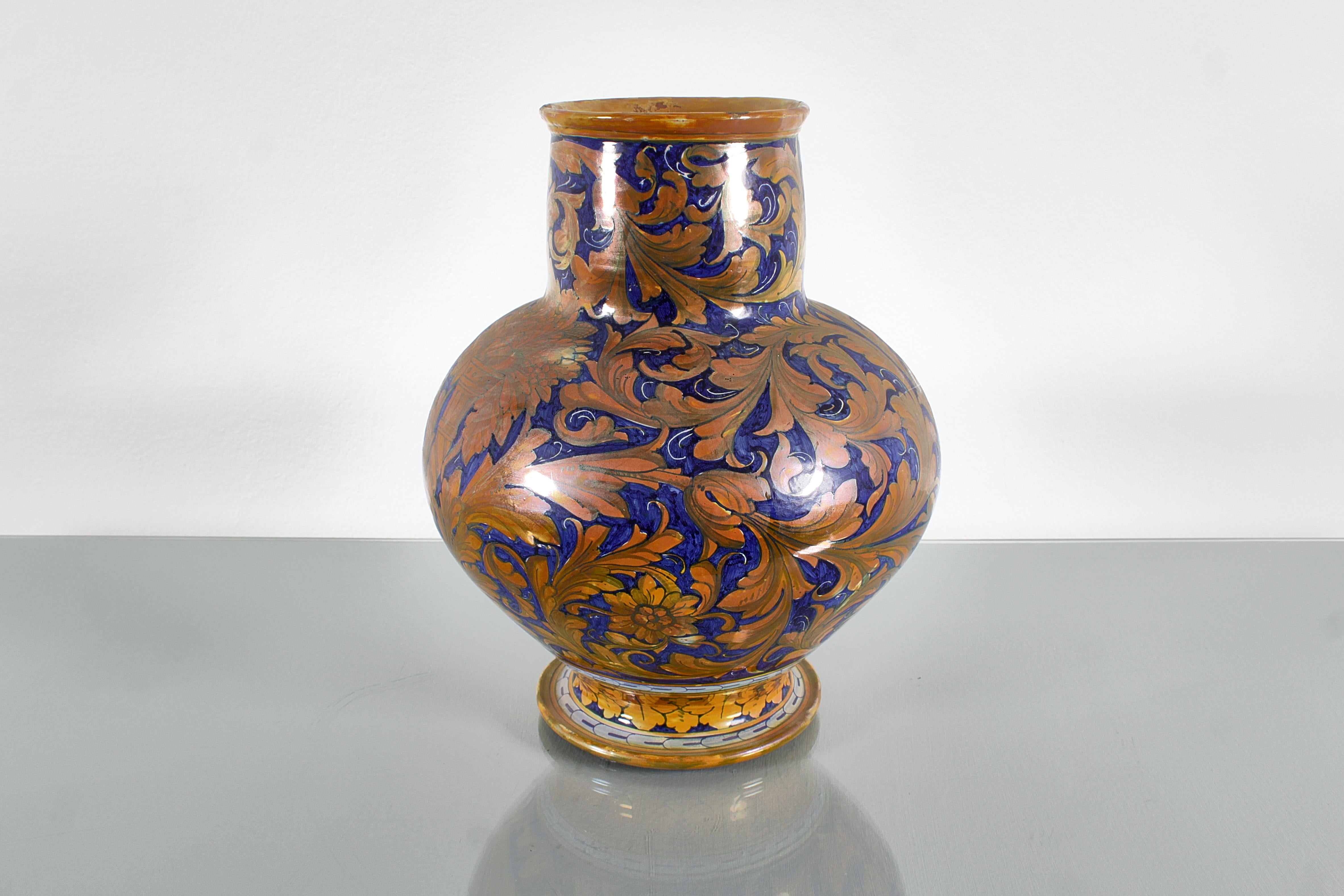 Keramikvase Maiolica von Alfredo Santarelli, handglasiert, Italien 1920er Jahre im Angebot 1