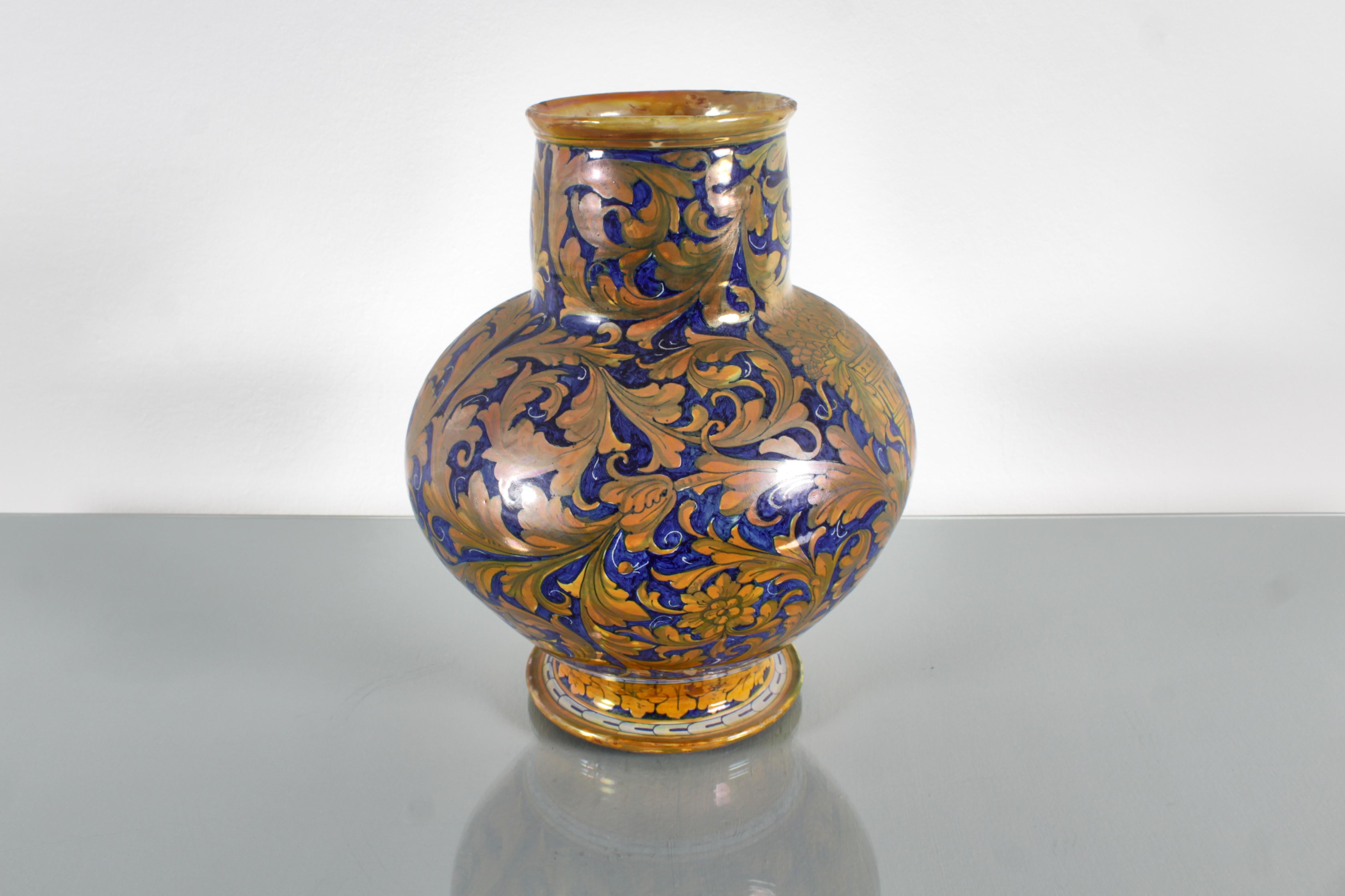 Keramikvase Maiolica von Alfredo Santarelli, handglasiert, Italien 1920er Jahre im Angebot 2