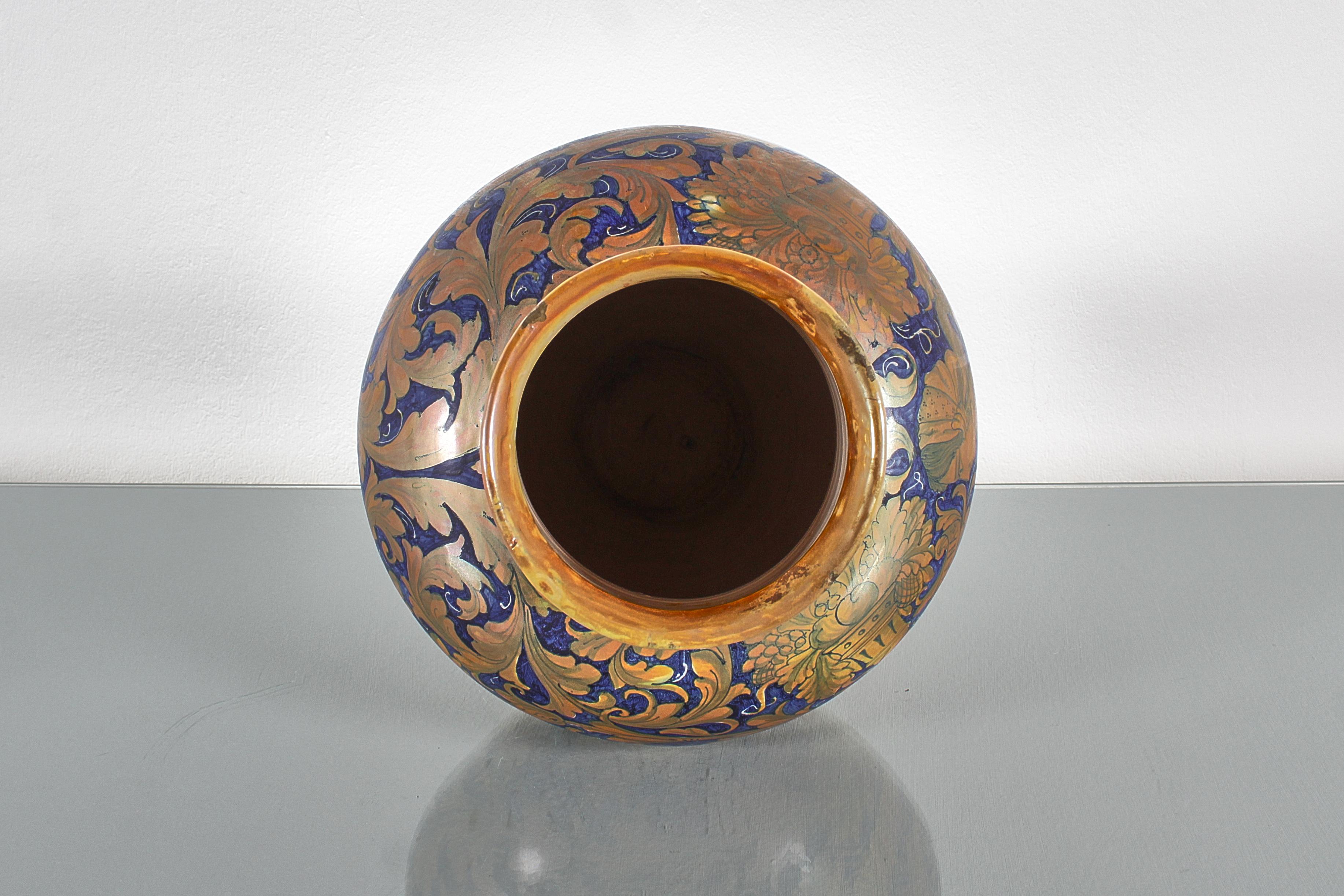 Keramikvase Maiolica von Alfredo Santarelli, handglasiert, Italien 1920er Jahre im Angebot 3