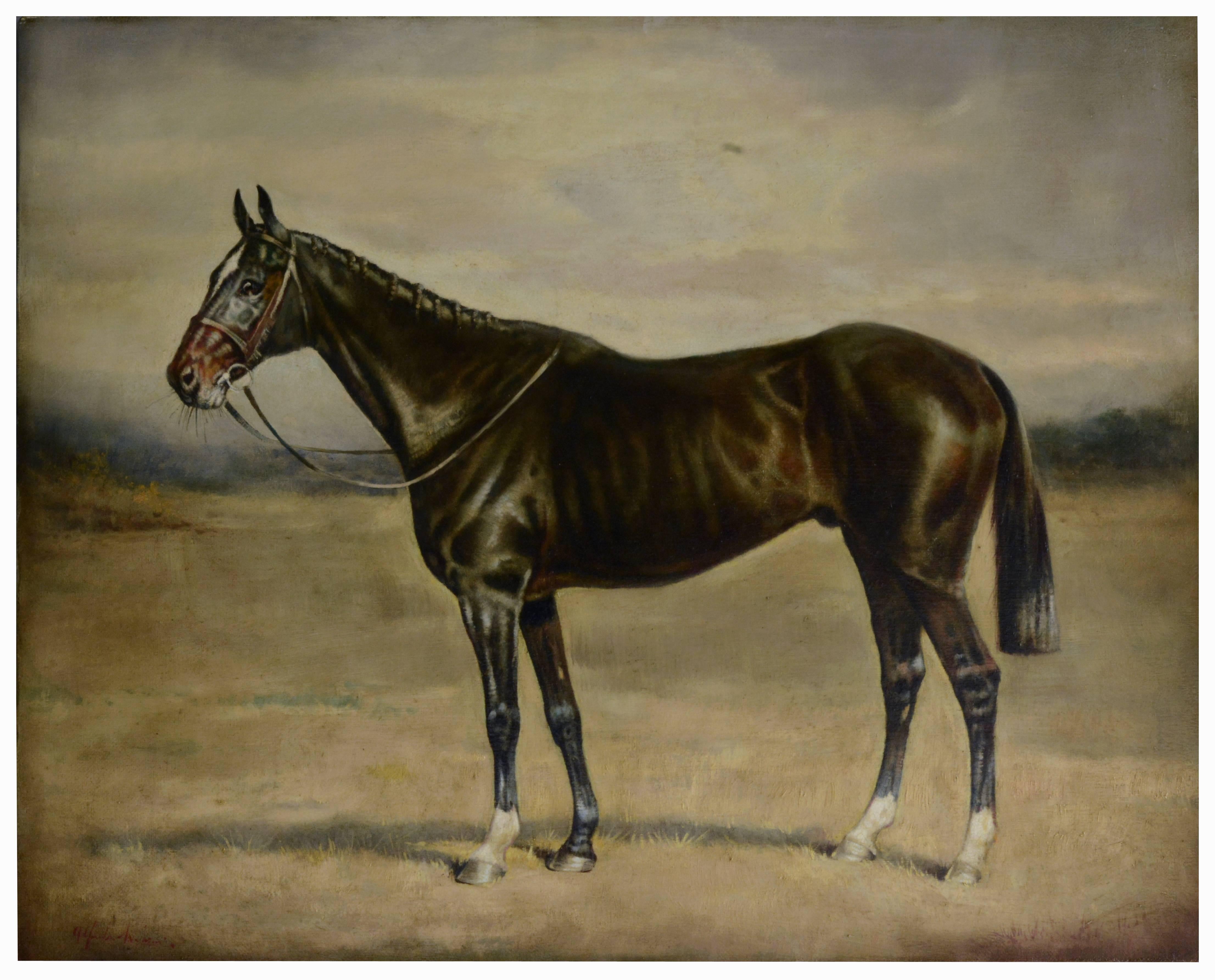 black horse oil painting