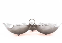 Alfredo Sciarrotta Handcrafted Sterling Silver Three-Leaf Serving Dish with Twis