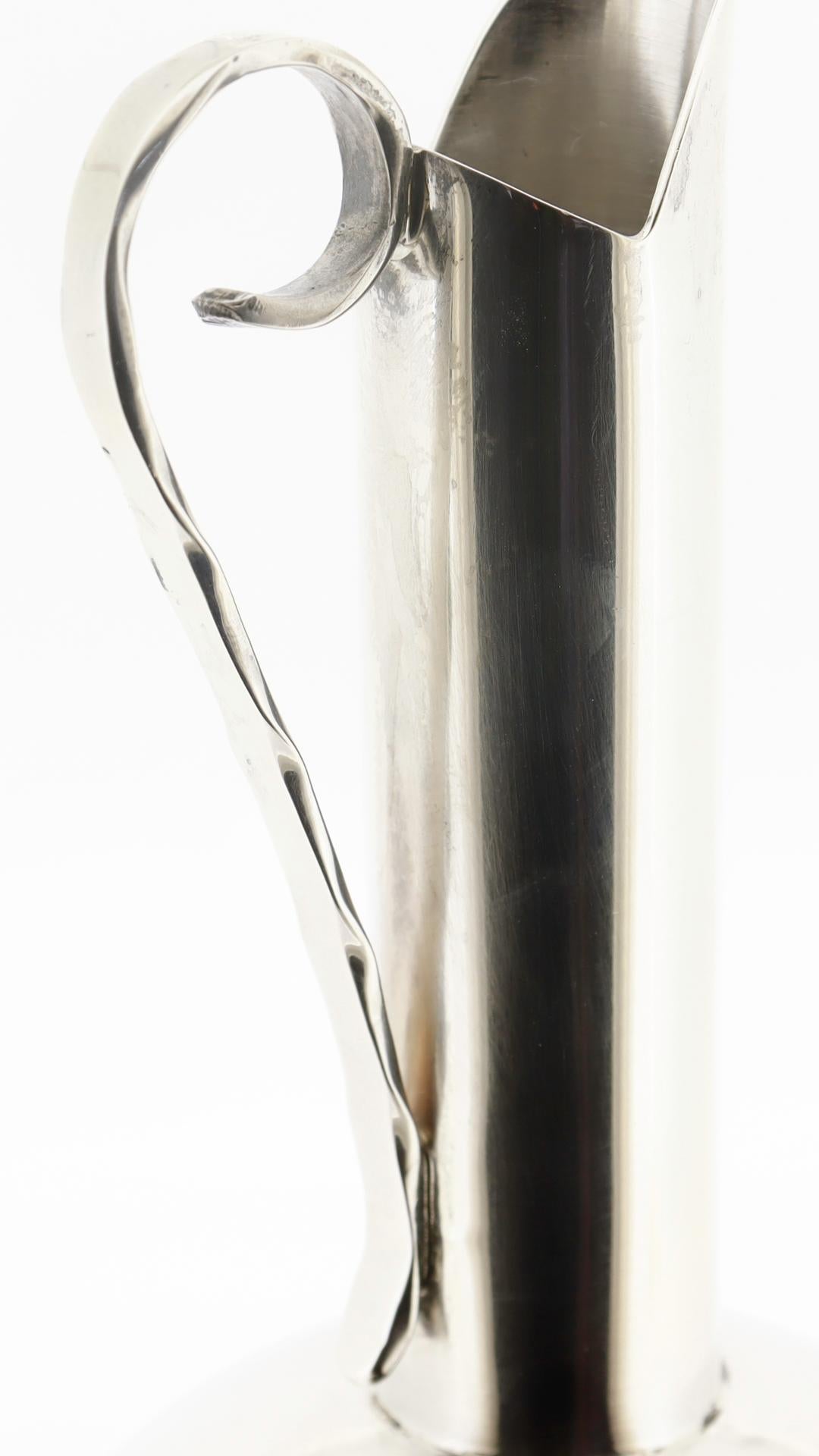 Alfredo Sciarrotta Handmade Modernist Craft Sterling Silver Small Pitcher/ Ewer For Sale 4