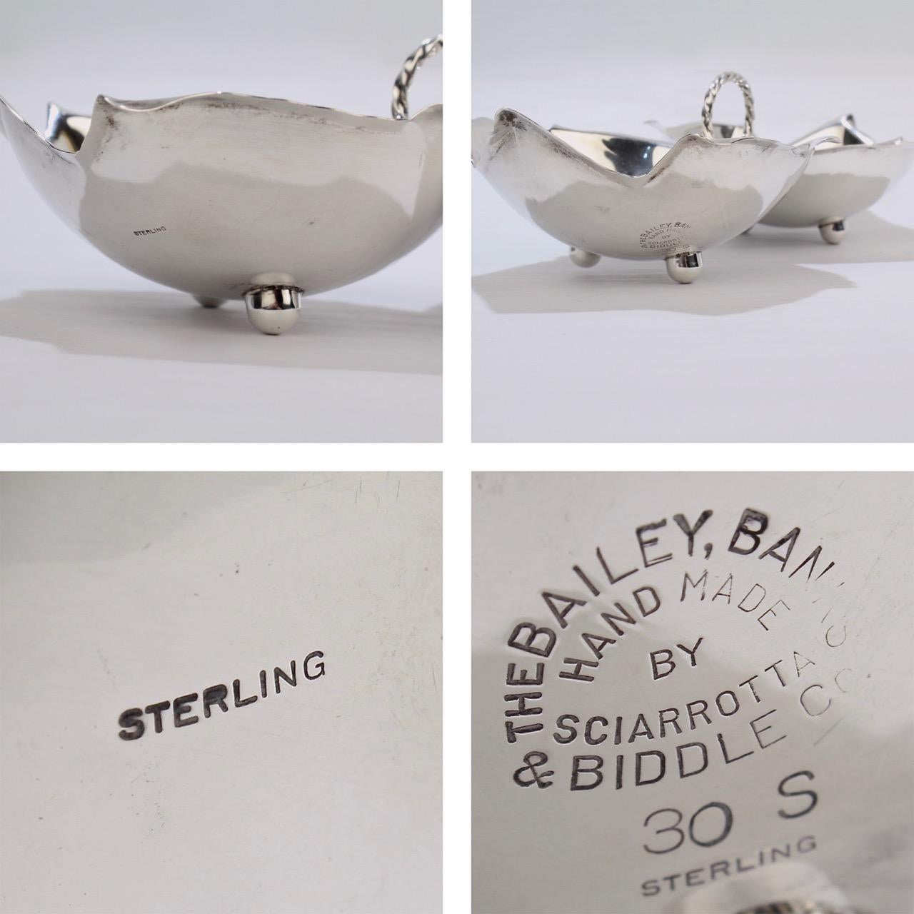 Alfredo Sciarrotta Modernist Handmade Double Leaf Sterling Silver Bowl For Sale 7