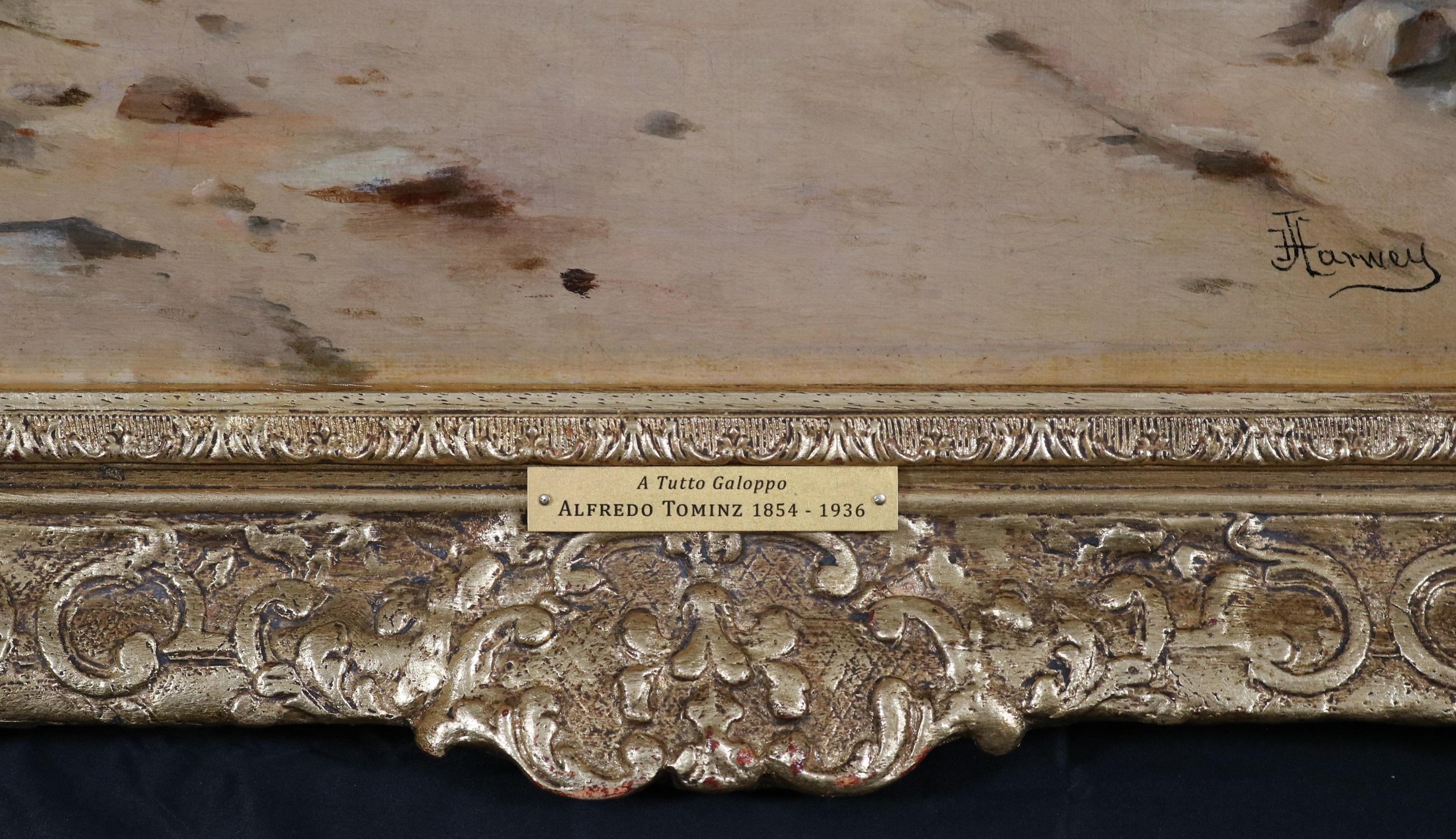 A Tutto Galoppo - 19. Italienisches Ölgemälde der Belle Epoque Gesellschaft Herr & Pferd im Angebot 5