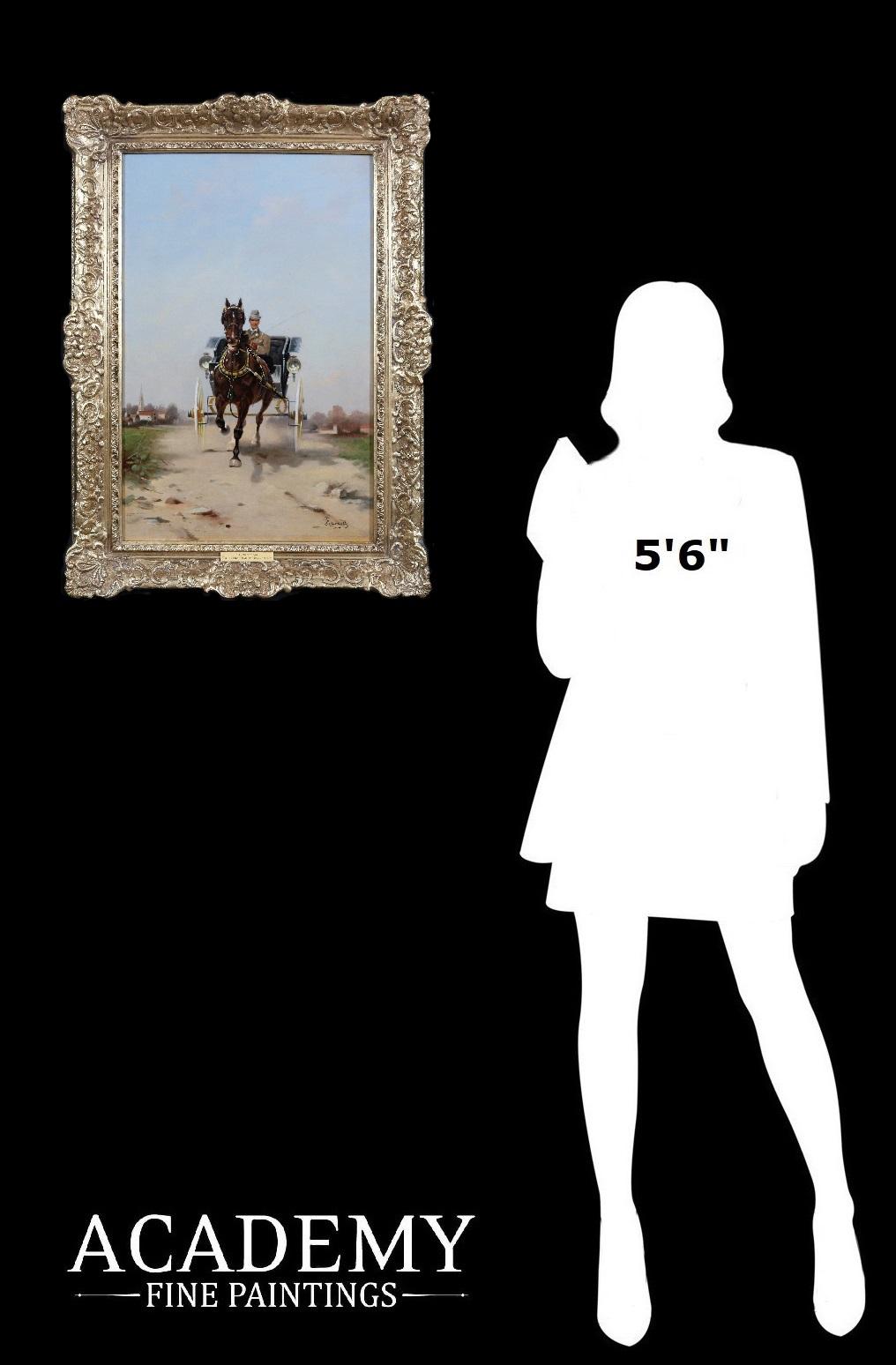 A Tutto Galoppo - 19. Italienisches Ölgemälde der Belle Epoque Gesellschaft Herr & Pferd (Italienische Schule), Painting, von Alfredo Tominz