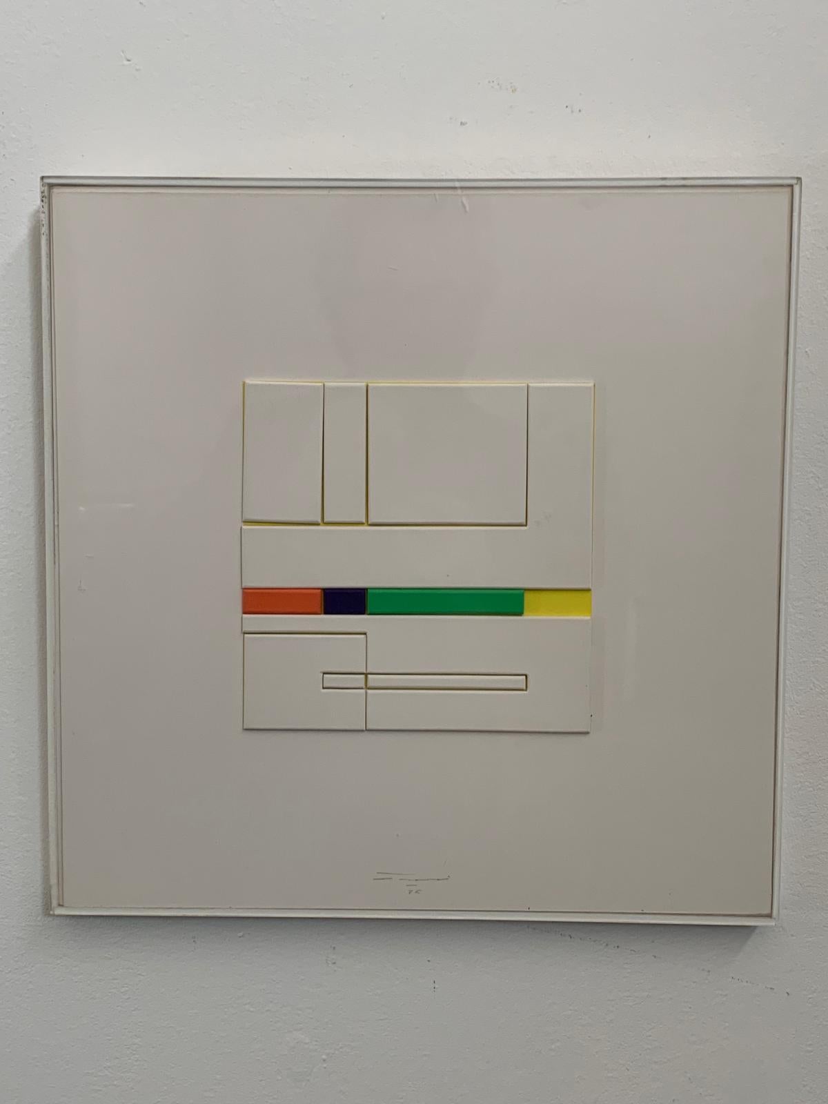 Late 20th Century Alfredo Troisi, Evolution of the Square, 1975, Mixed Media on Cardboard For Sale