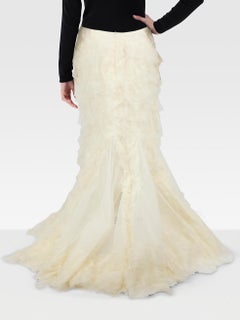 Alfredo Villalba White Silk Tulle Maxi Skirt Size S