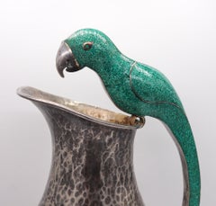 ALFREDO VILLASANA 1960 Parrot Serving Pitcher In Alpaca And Green Turquoise
