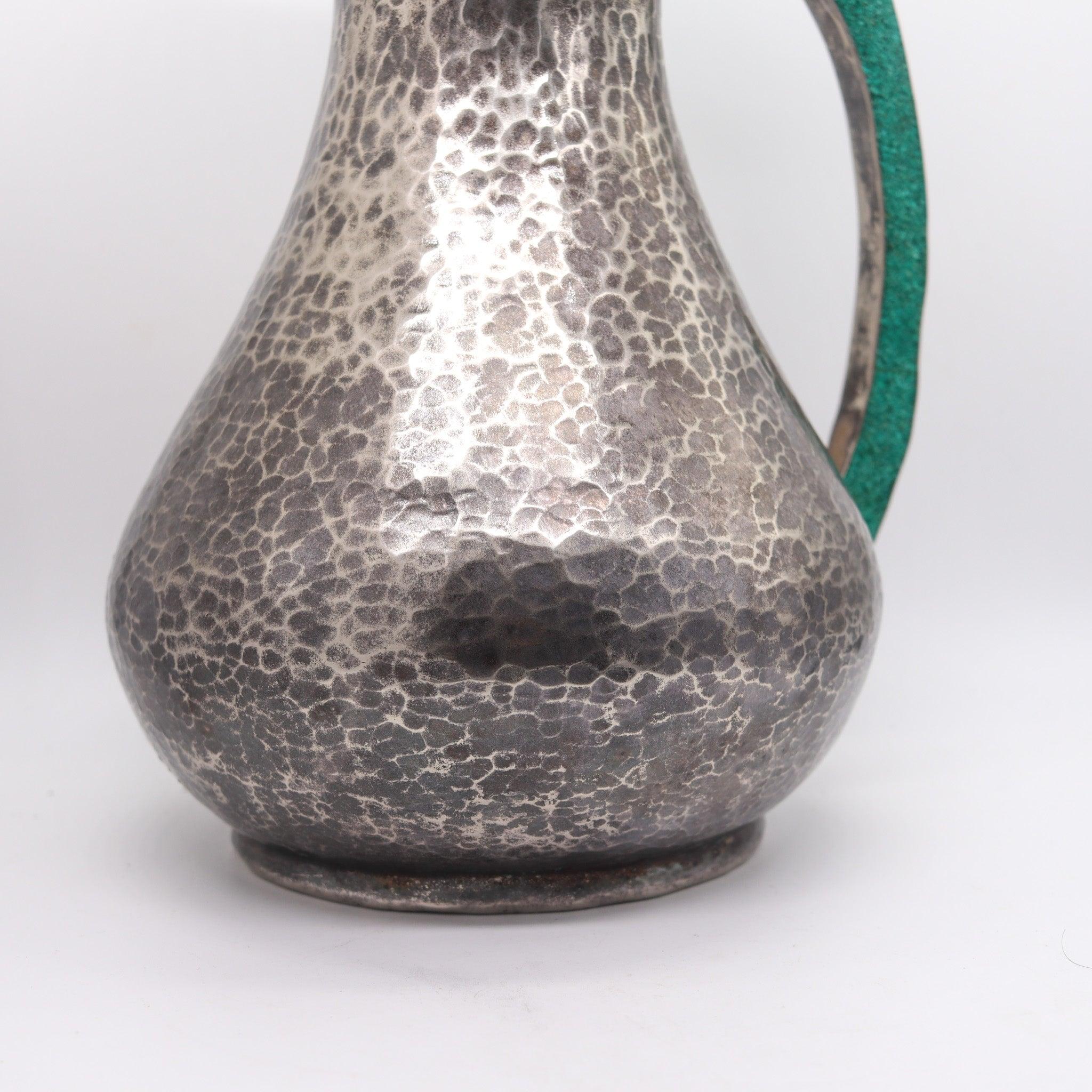 Mid-Century Modern ALFREDO VILLASANA 1960 Parrot Serving Pitcher In Alpaca And Green Turquoise For Sale