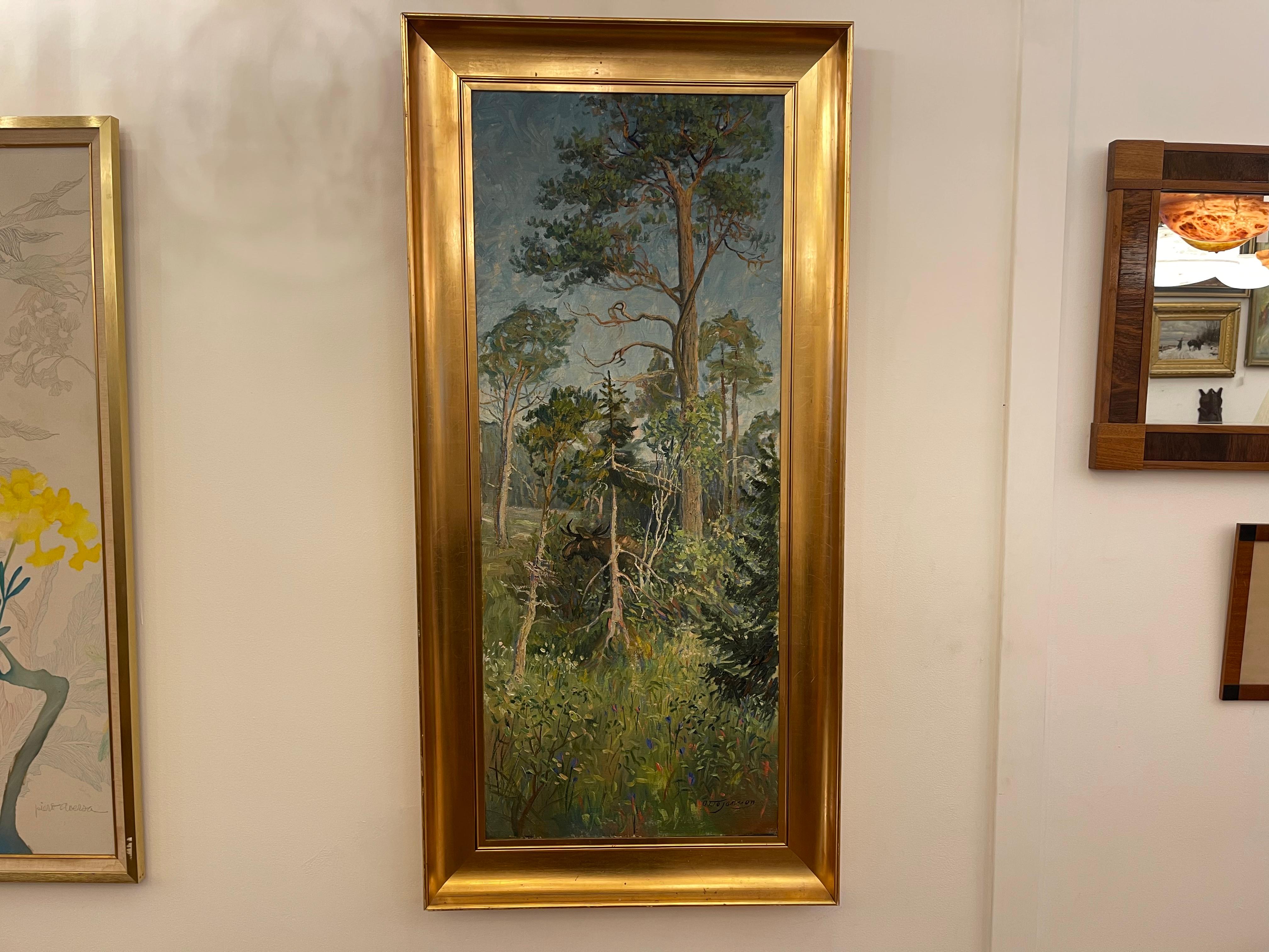 Älg, Otto Jansson. Post-Impressionist Landscape Study, Oil on Canvas, Signed For Sale 2