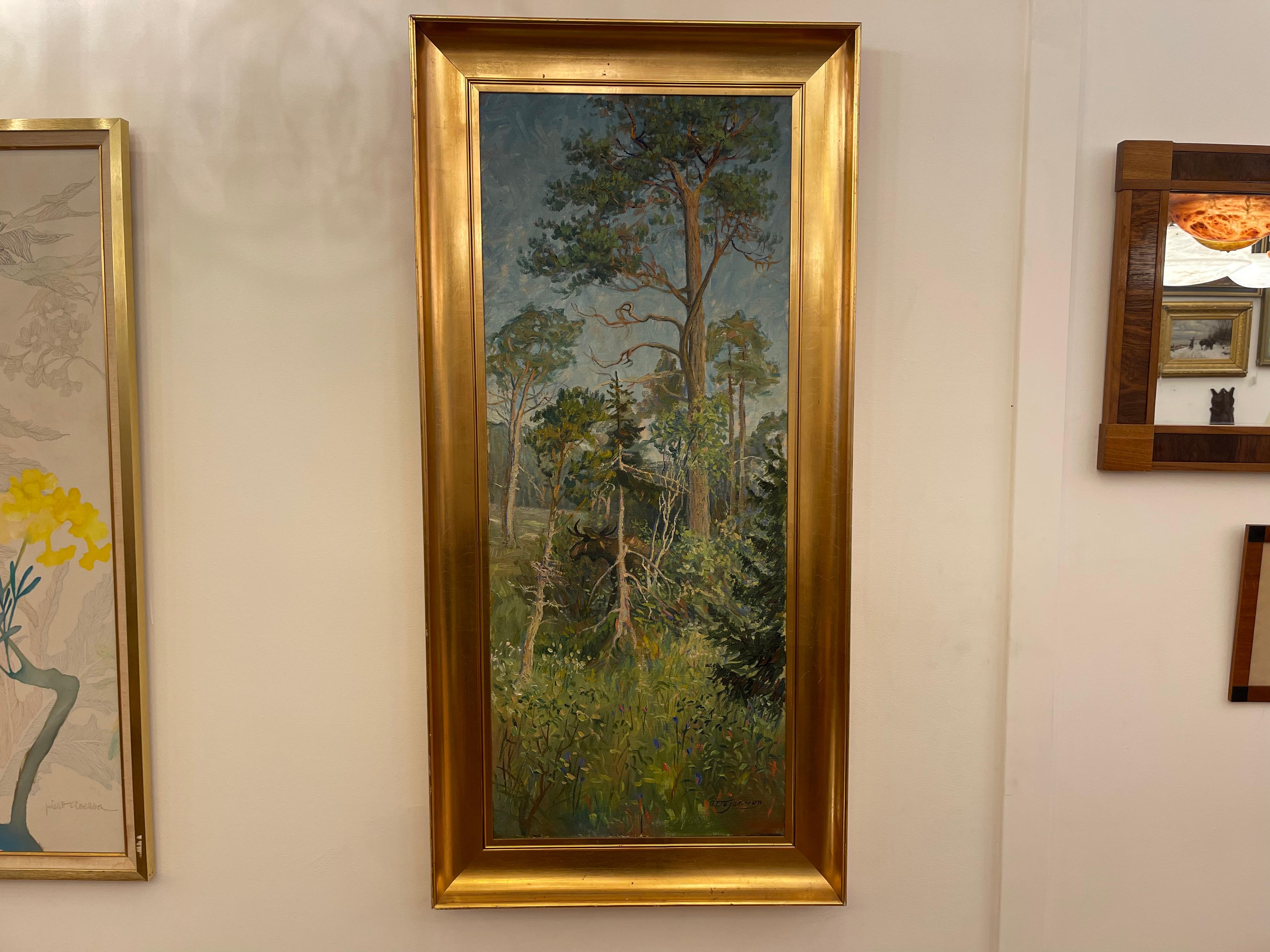 Älg, Otto Jansson. Post-Impressionist Landscape Study, Oil on Canvas, Signed For Sale 3
