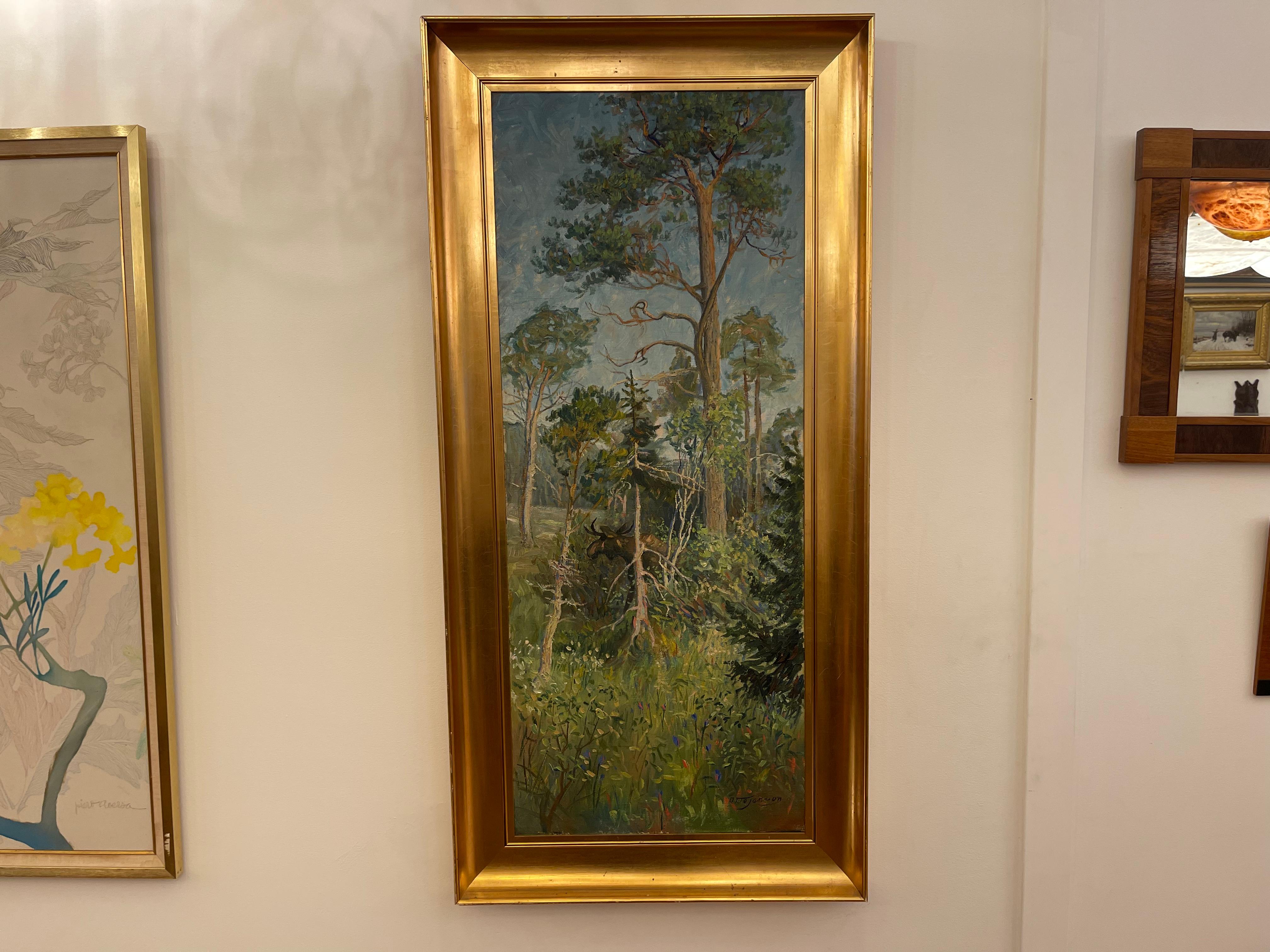 Älg, Otto Jansson. Post-Impressionist Landscape Study, Oil on Canvas, Signed For Sale 4