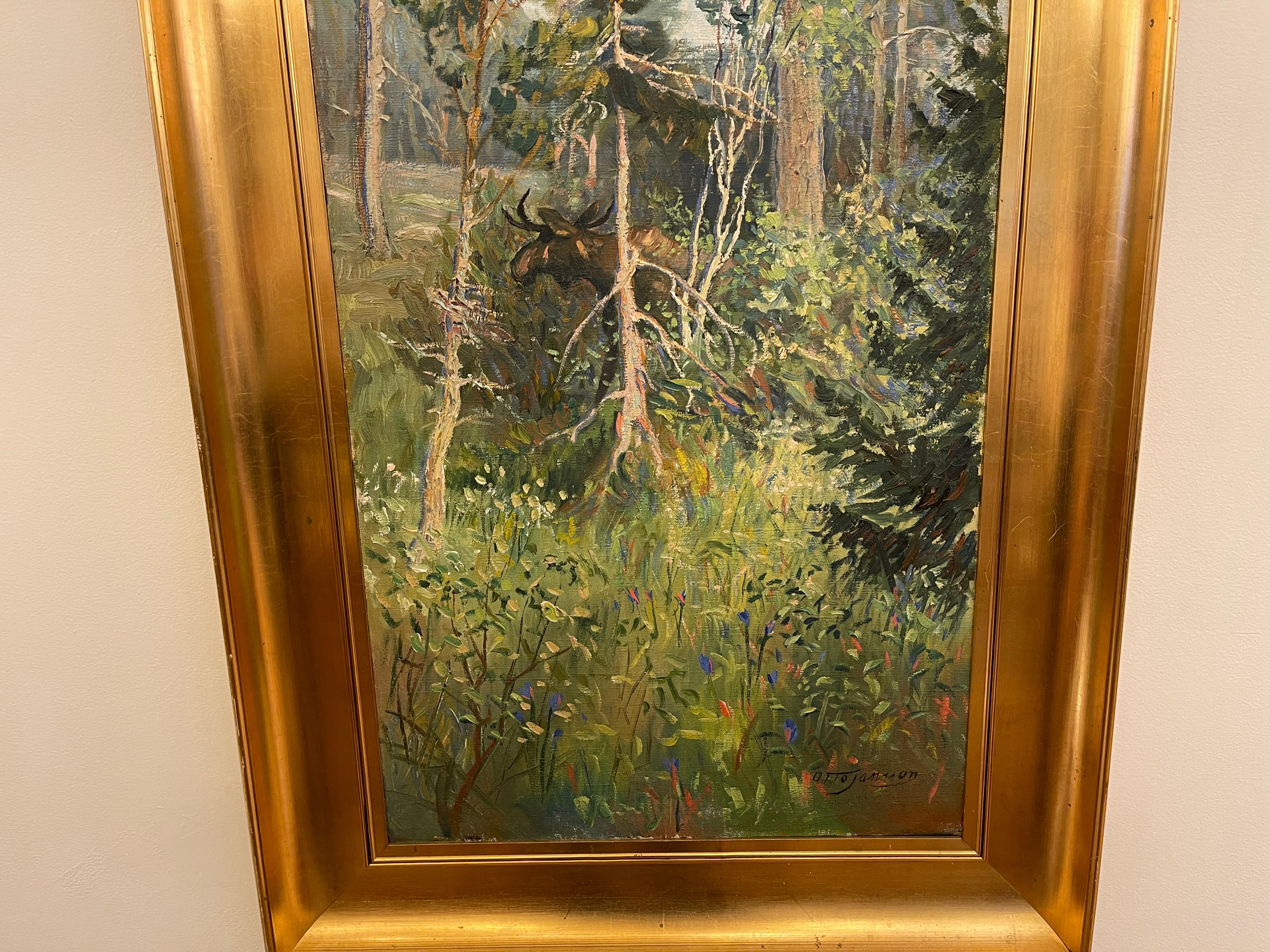 19th Century Älg, Otto Jansson. Post-Impressionist Landscape Study, Oil on Canvas, Signed For Sale