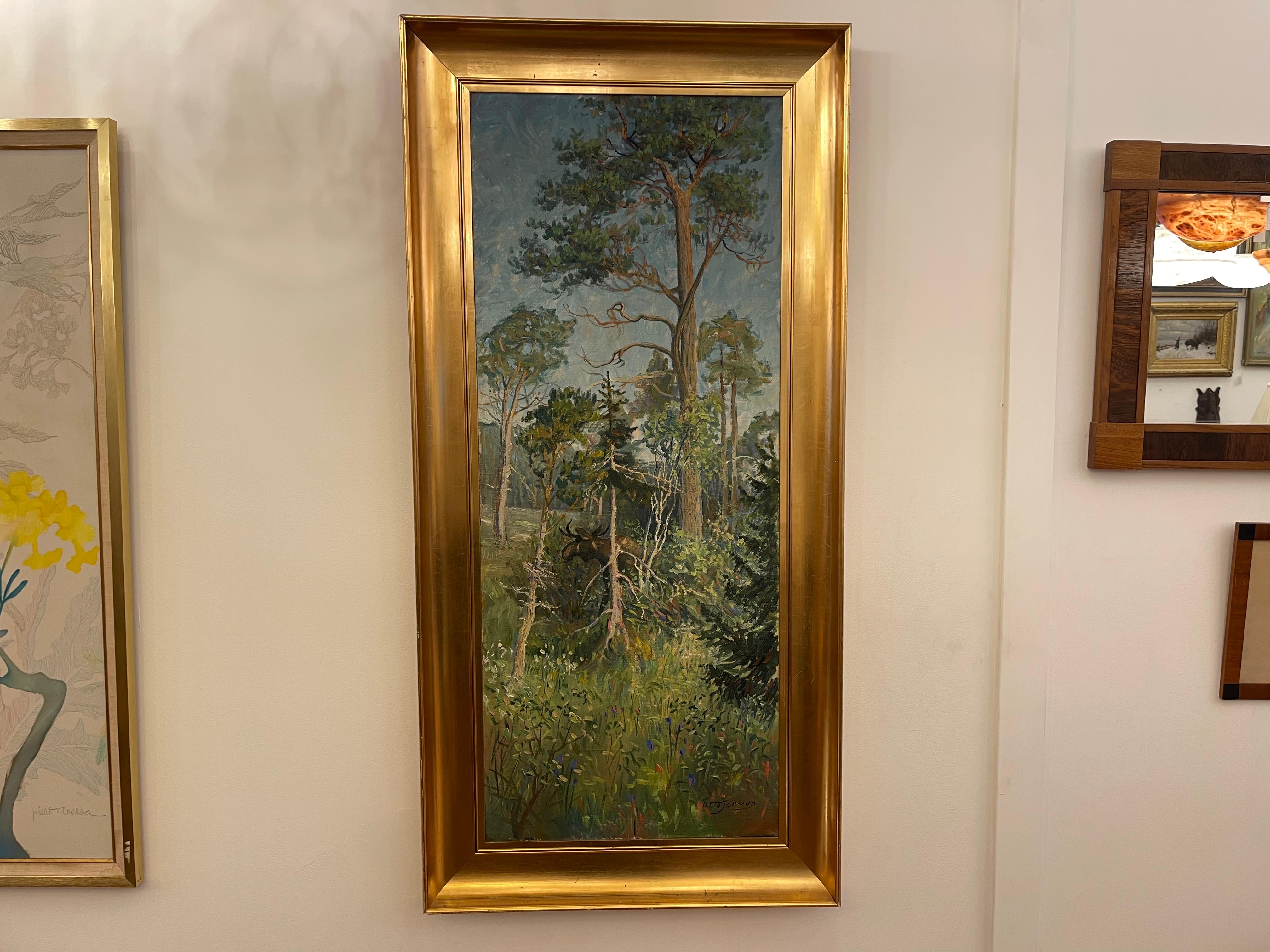 Älg, Otto Jansson. Post-Impressionist Landscape Study, Oil on Canvas, Signed For Sale 1