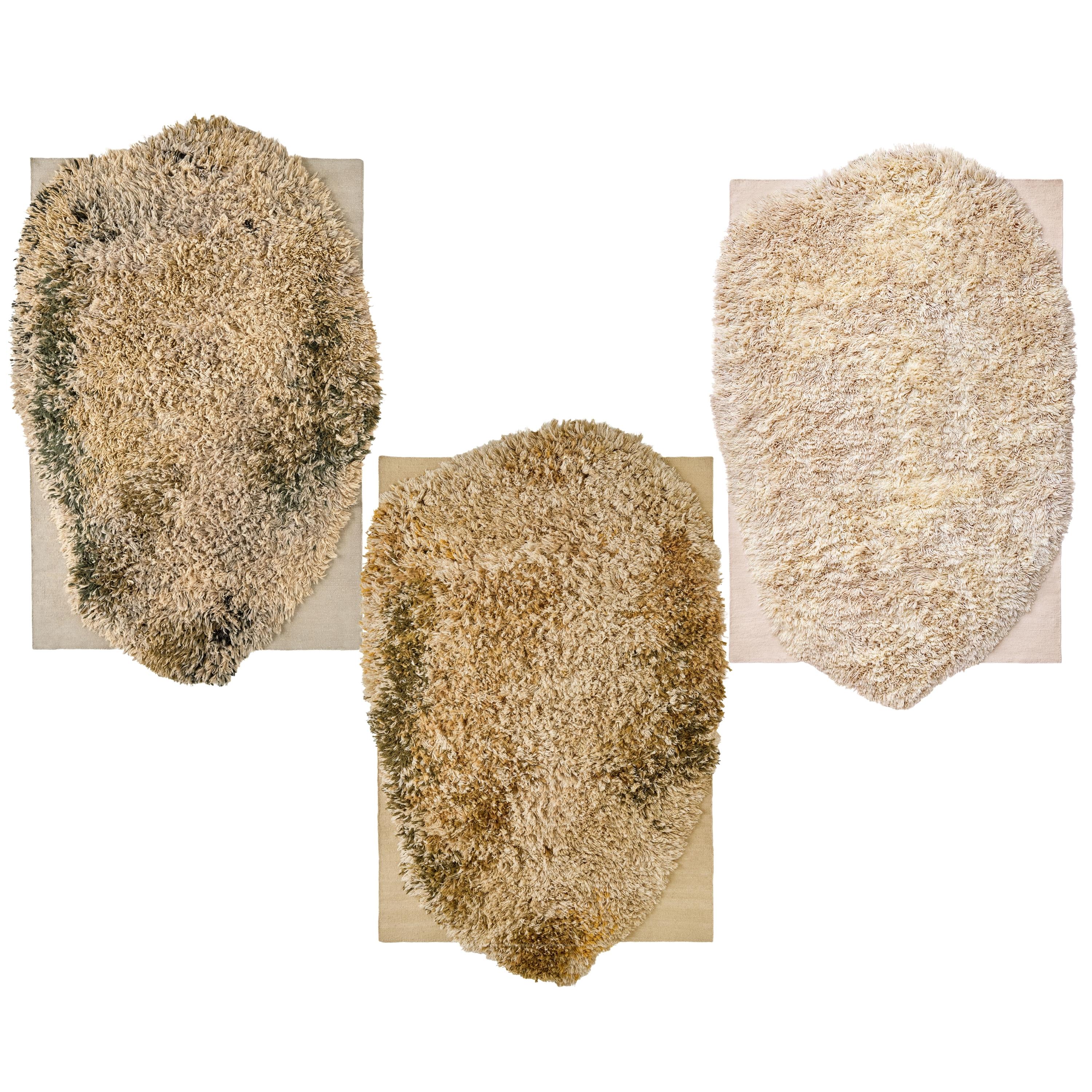 Tappeto Shag 'Alga' in lana e iuta color ocra di Nanimarquina in vendita 4