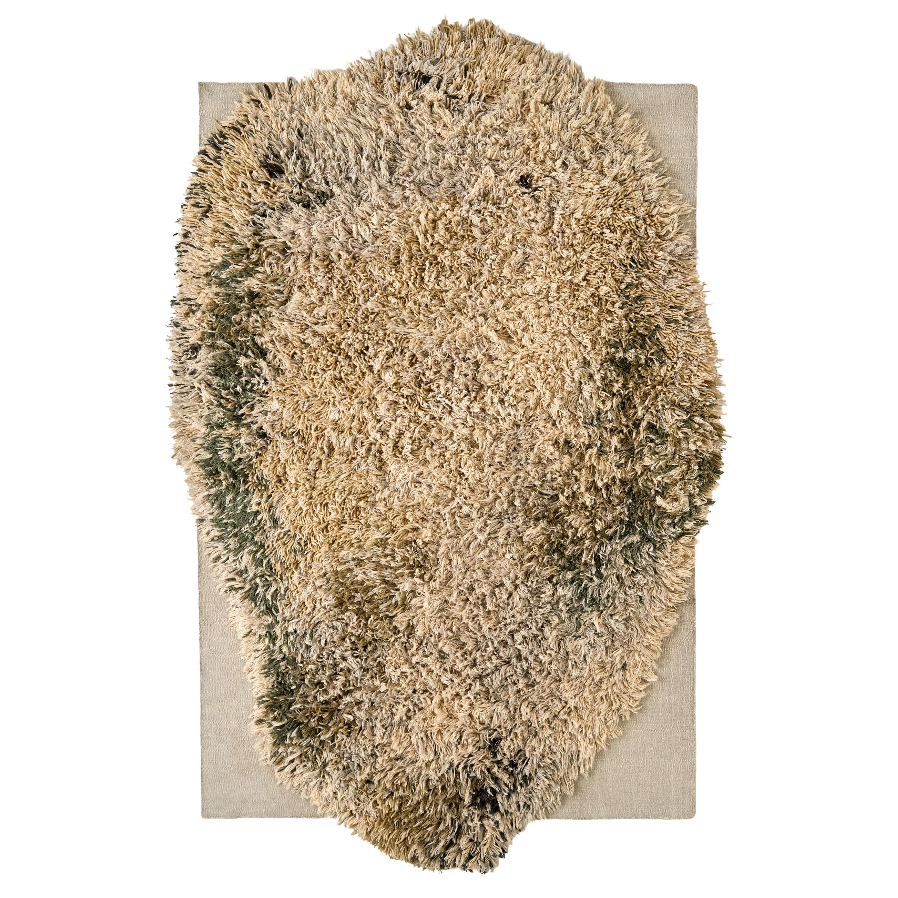 Tappeto Shag 'Alga' in lana e iuta color ocra di Nanimarquina in vendita 5