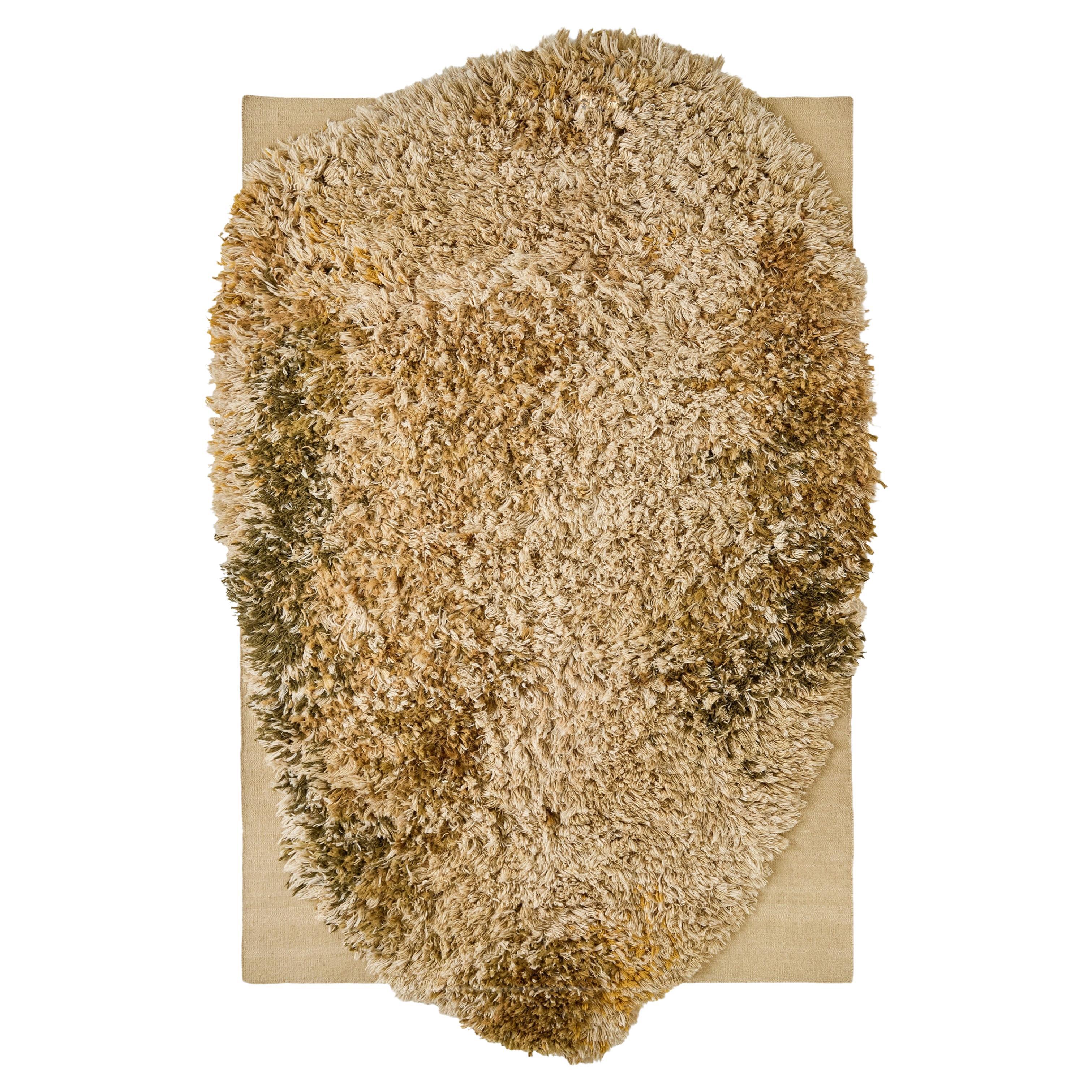 Tappeto Shag 'Alga' in lana e iuta color ocra di Nanimarquina in vendita