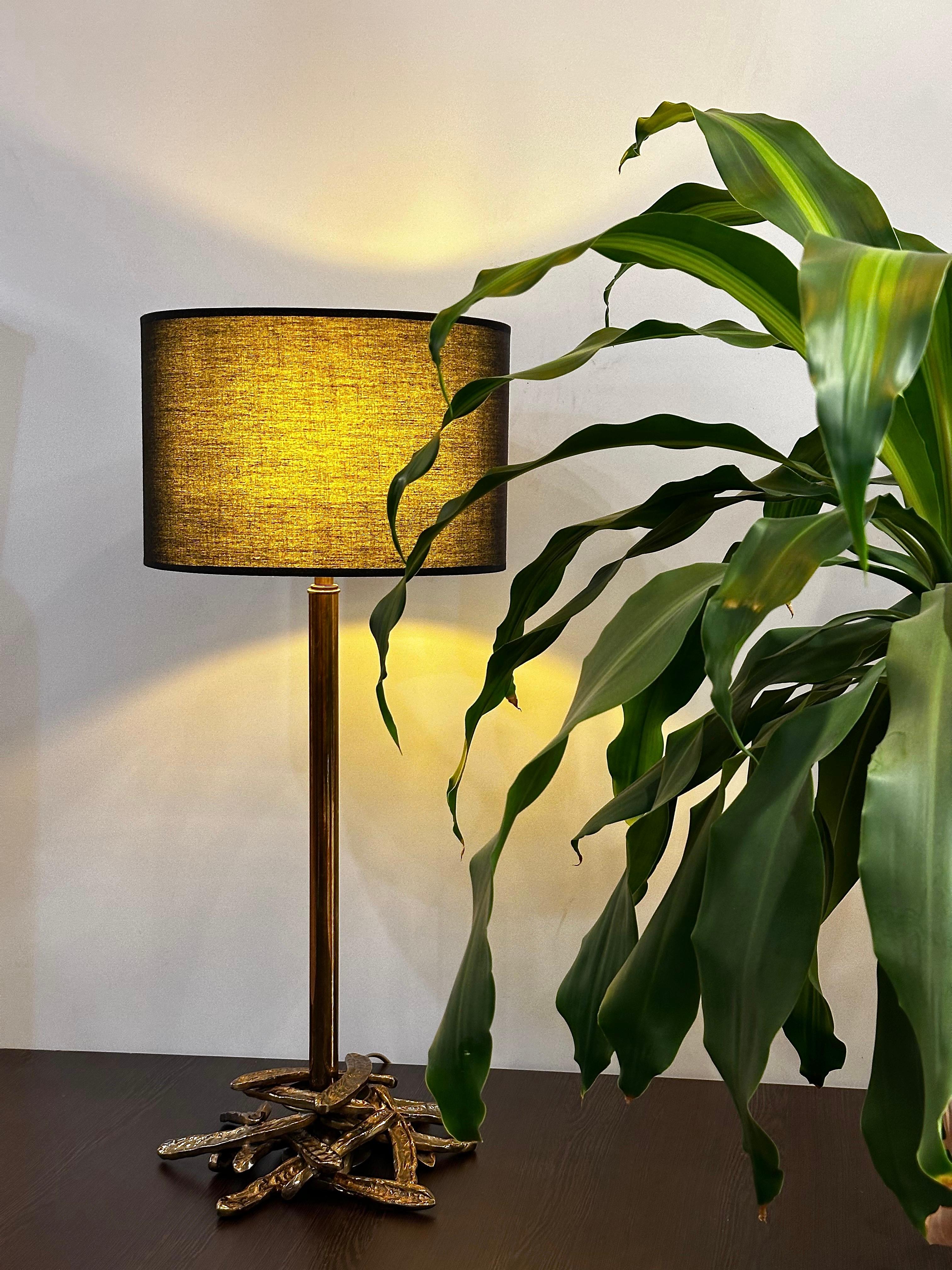 Welded Algarobba Table Lamp  - Brass Table Lamp For Sale