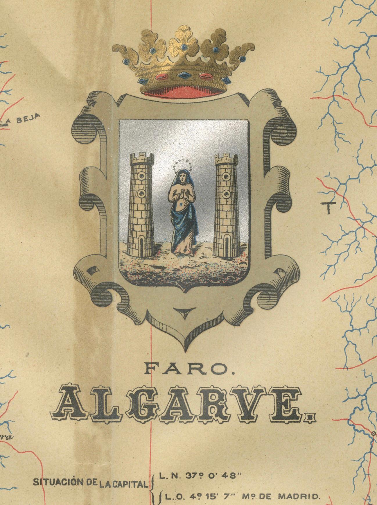 Algarve: A Tapestry of Sea and Sunlight in an Antique Map, 1903 For Sale 1