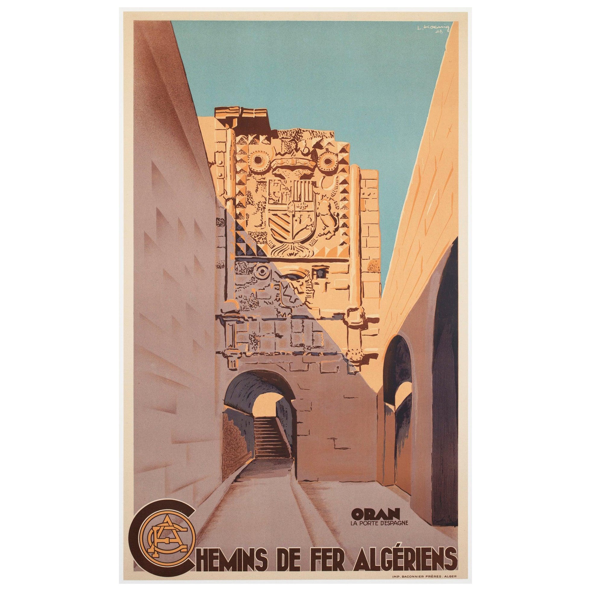 Algerien 1948 ORAN Reise-Werbeplakat Reiseplakat, Koenig im Angebot